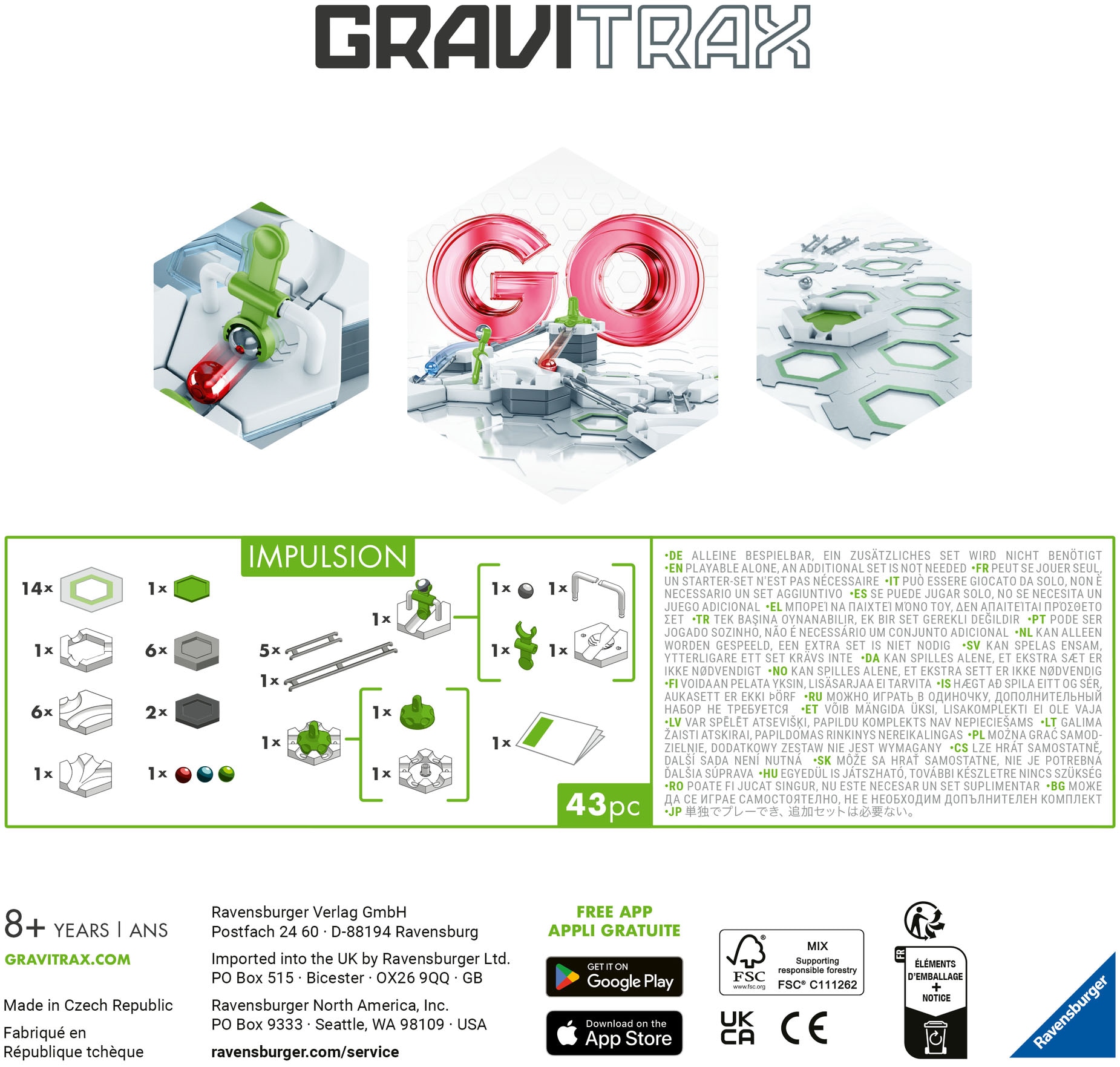 Ravensburger Kugelbahn-Bausatz »GraviTrax BASE, GraviTrax GO Impulsion« Made in Europe