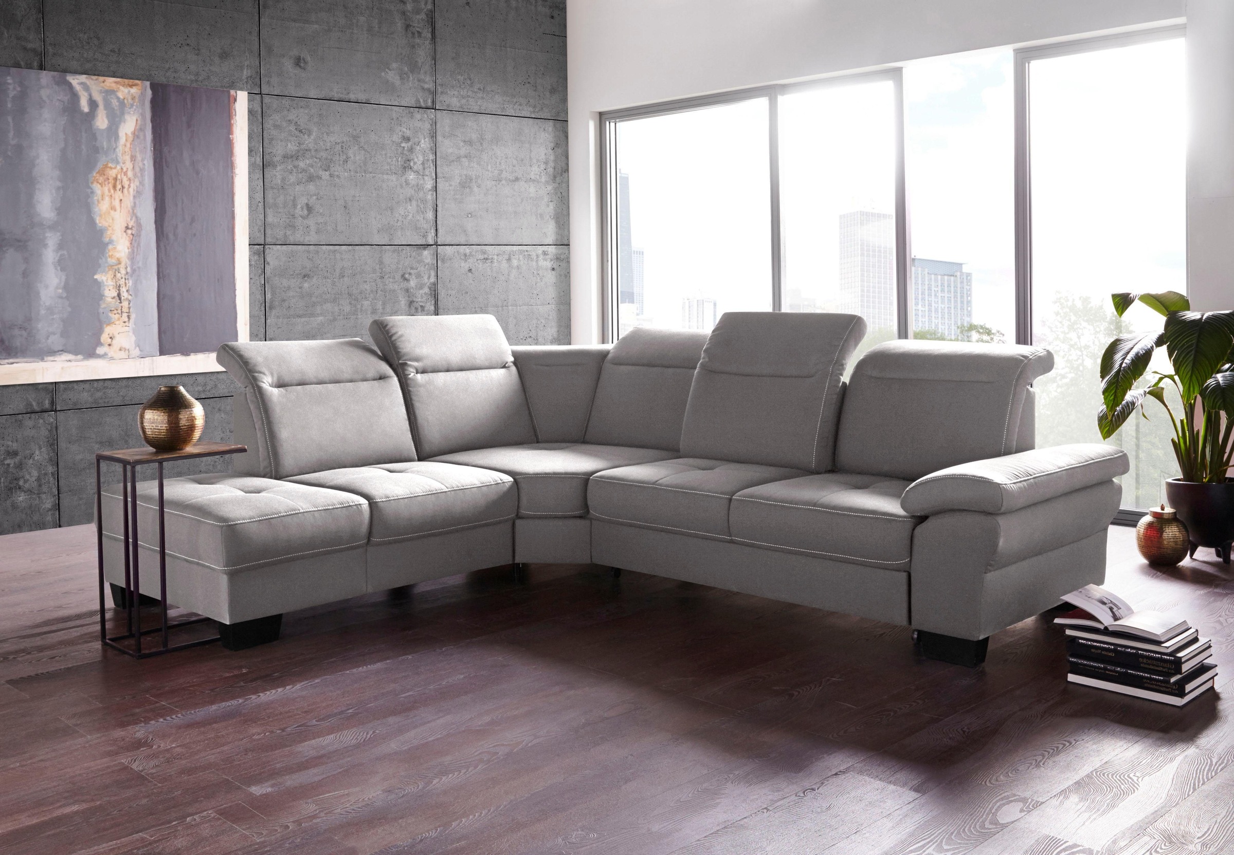 Places of Style Ecksofa »Cornwall L-Form«, incl. Sitztiefenverstellung, mit Bettfunktion und Kopfteilverstellung