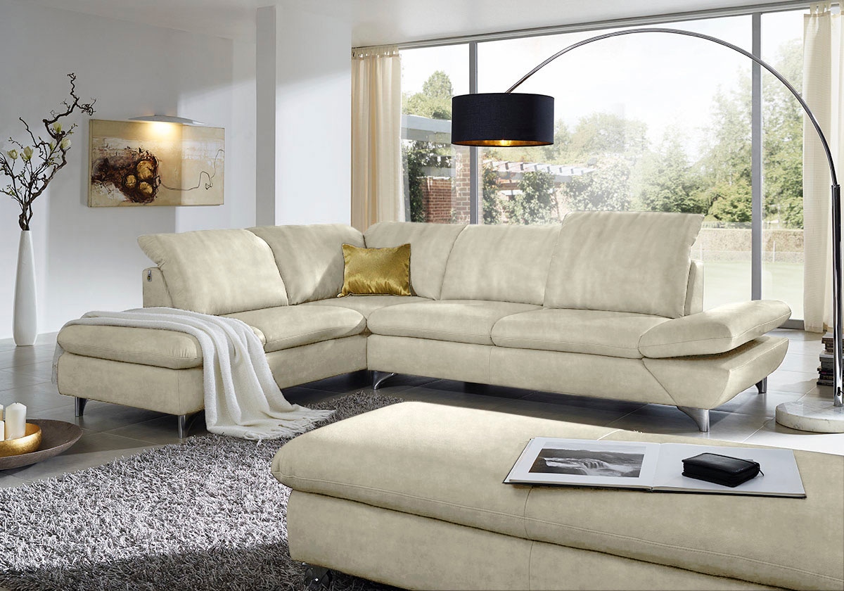 W.SCHILLIG Ecksofa "Taoo, elegant und zeitlos, bequem, L-Form, Breite 296cm" mit Sitziefenverstellung & Kopfteilverstellung