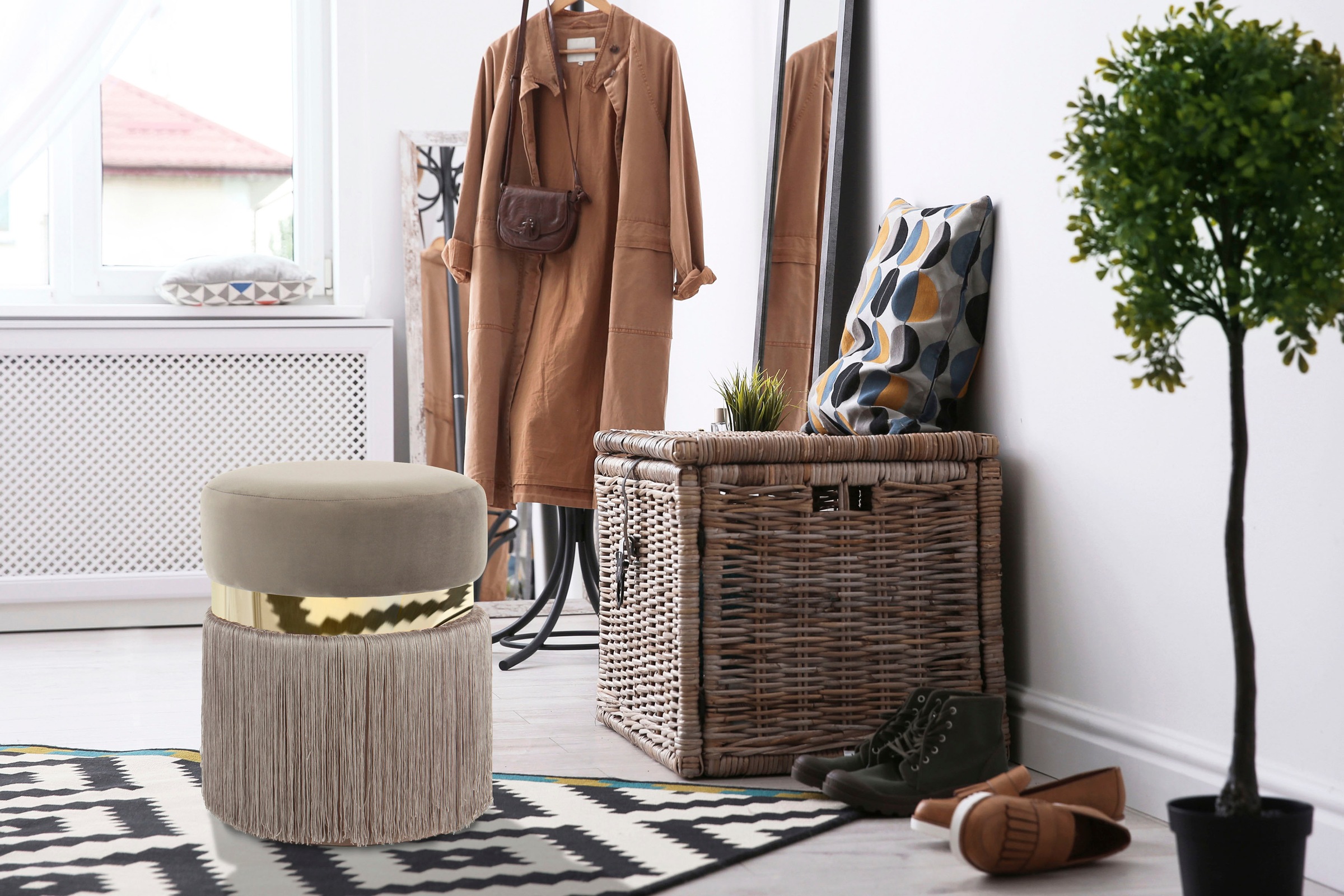 Kayoom Sitzhocker "Hocker Rebecca 925, Sitzpouf in runder Form,mit samtigem günstig online kaufen