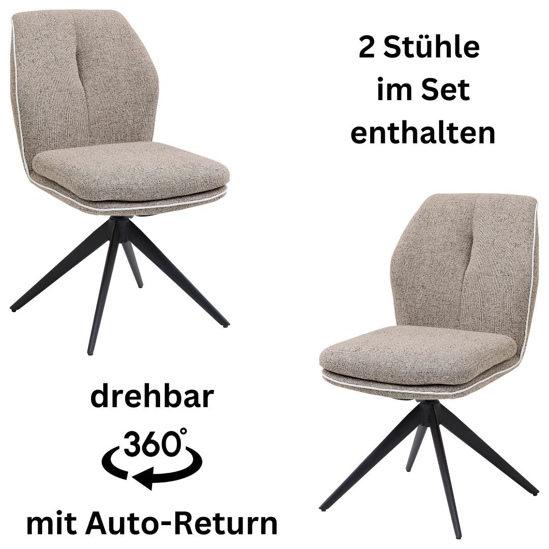 Stolkom Armlehnstuhl »Enja«, (Set), 2 St., Stoffbezug, 360 grad drehbar mit Auto-Return