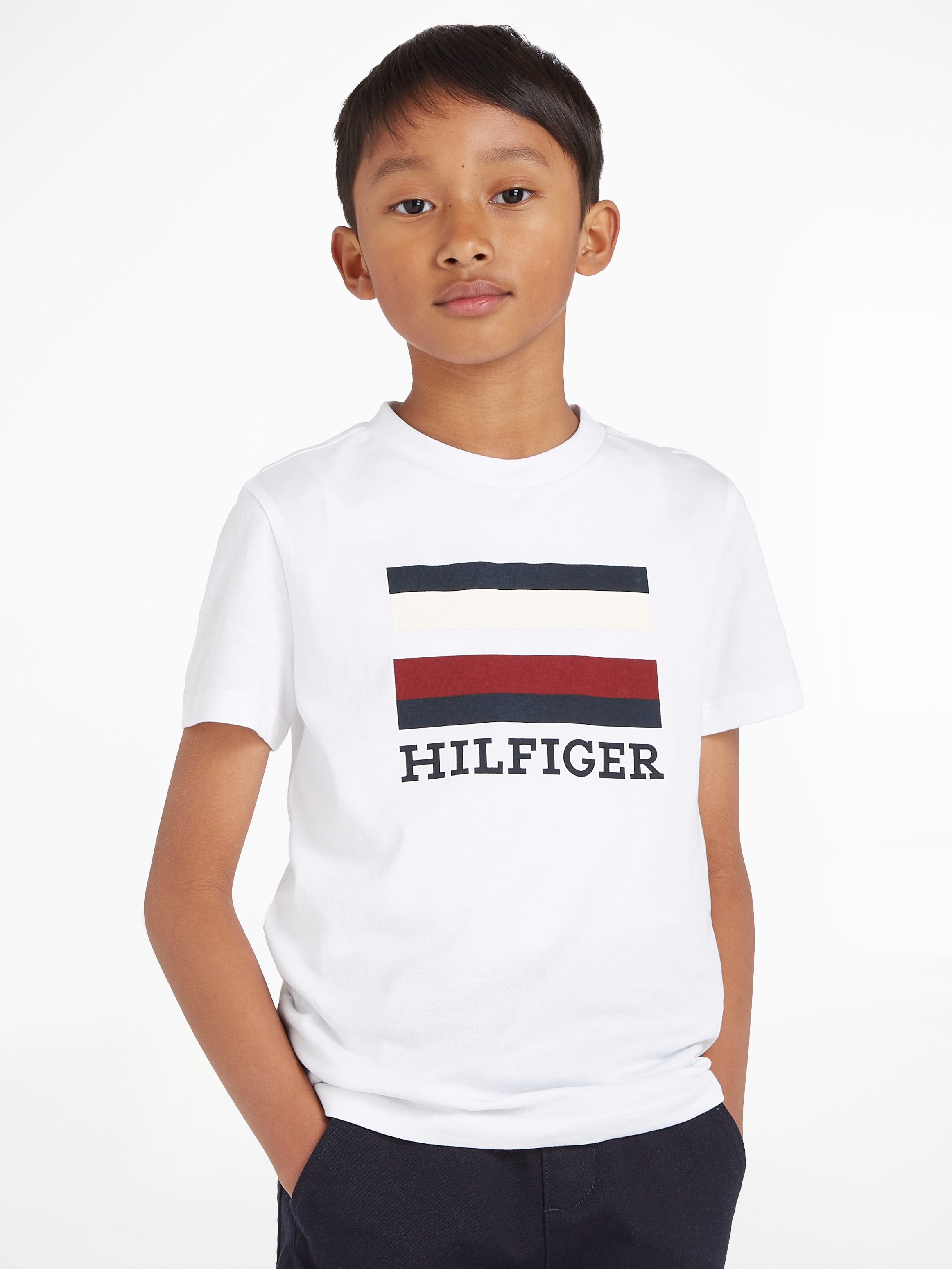 Tommy Hilfiger »TH S/S«, Hilfiger Frontprint großem | kaufen & LOGO Logo-Schriftzug mit T-Shirt TEE BAUR online