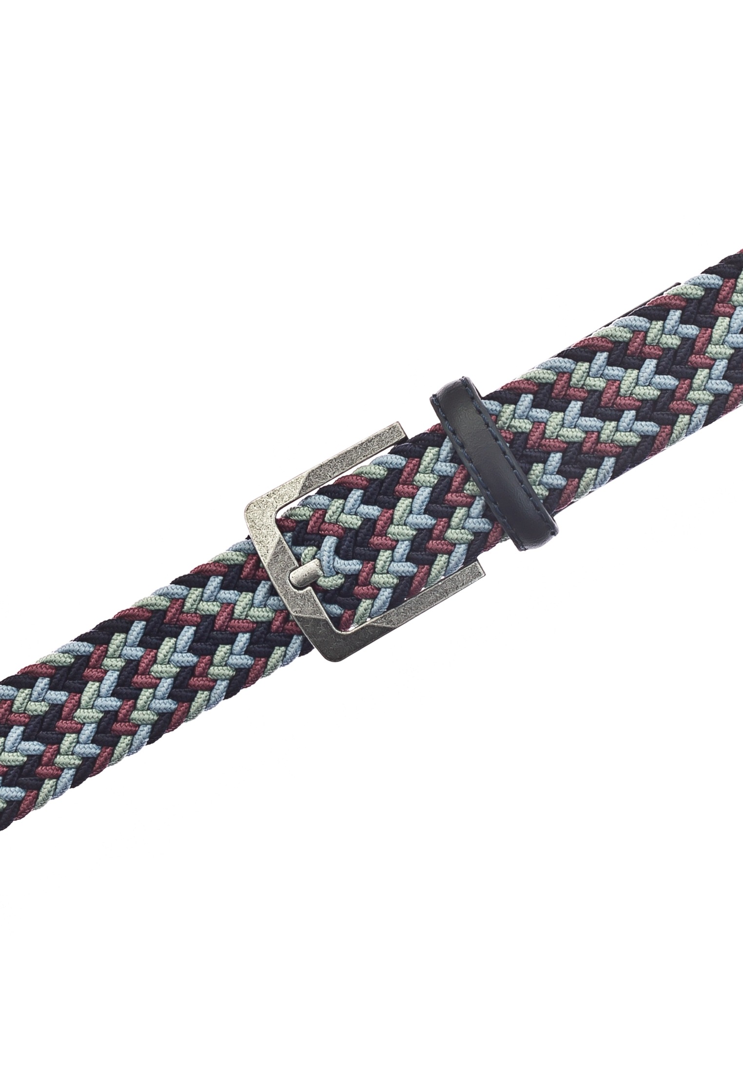 MUSTANG Stretchgürtel, Elastisch in Flechtoptik, mit markanten Lederdetails, 3,5 cm