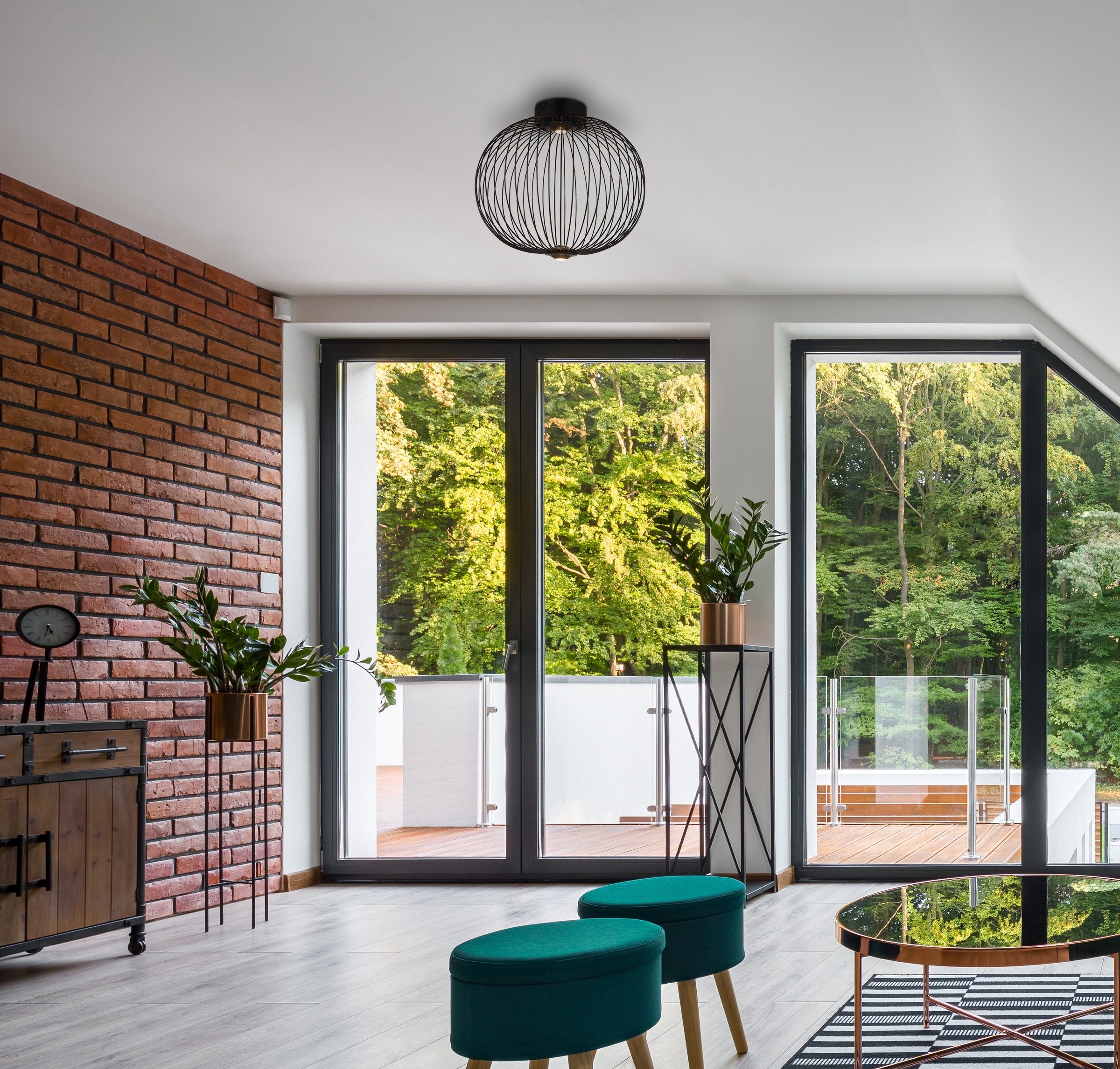 GLOBO LIGHTING Deckenleuchte »GALWAY« LED-Modul 1 Stk. Warmweiß Deckenlampe Metallstäbe 3000K DM 50cm 3 Stufen