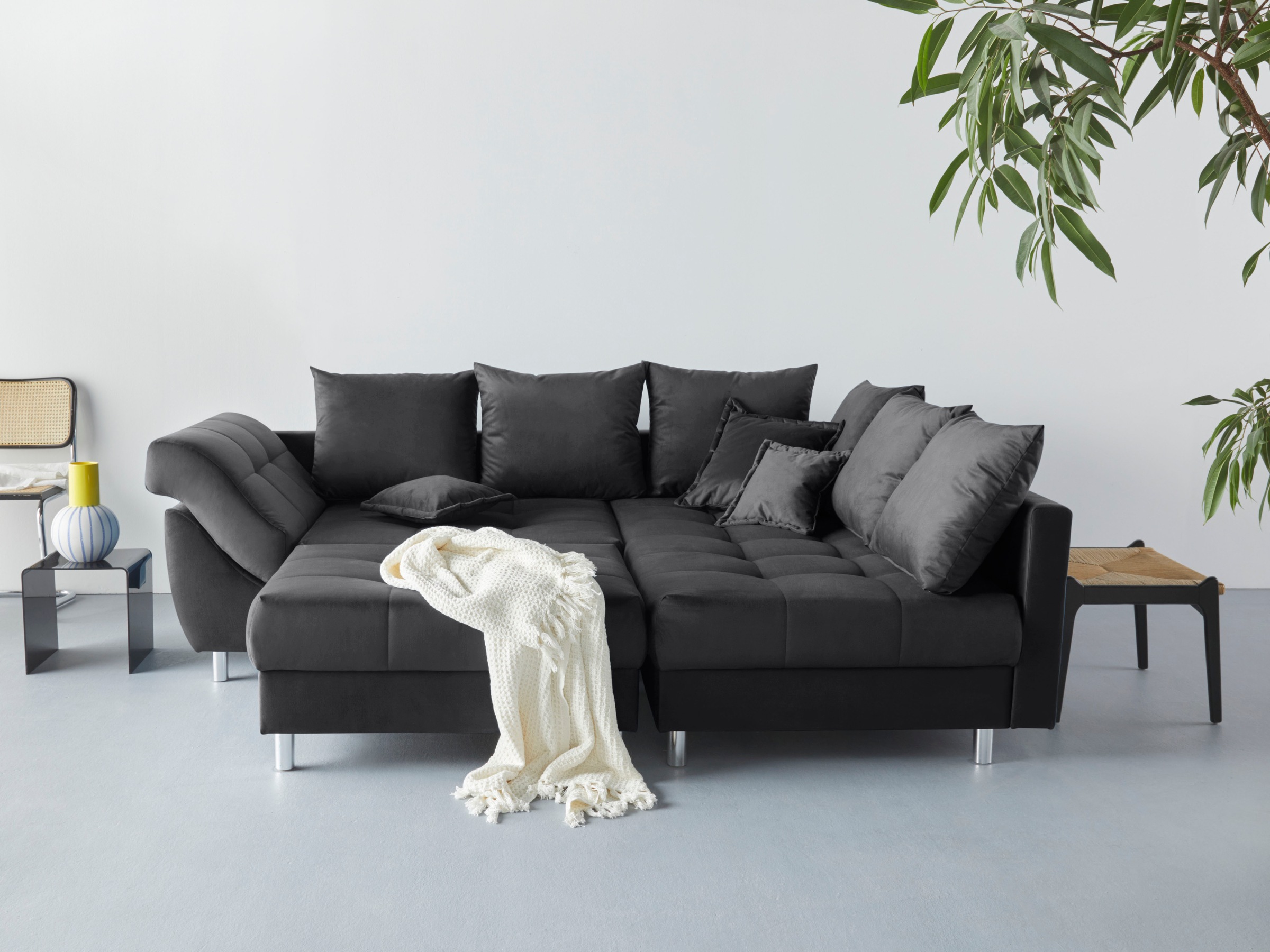 COLLECTION AB Ecksofa "Innsbruck L-Form, B: 247 cm" Set: Sofa & Hocker, 3 Zierkissen, Federkern