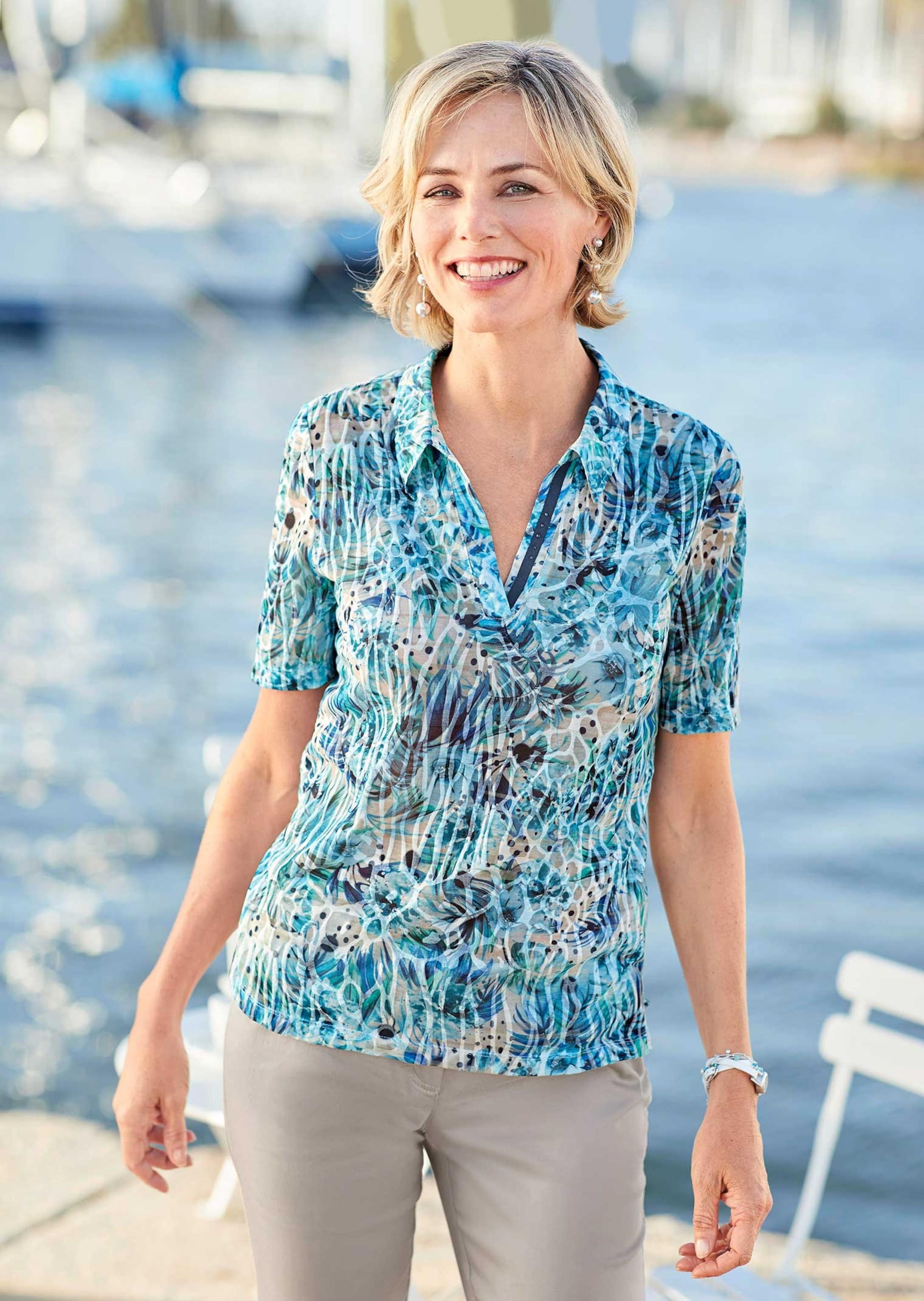 GOLDNER Poloshirt »Hautangenehmes Druck-Poloshirt«