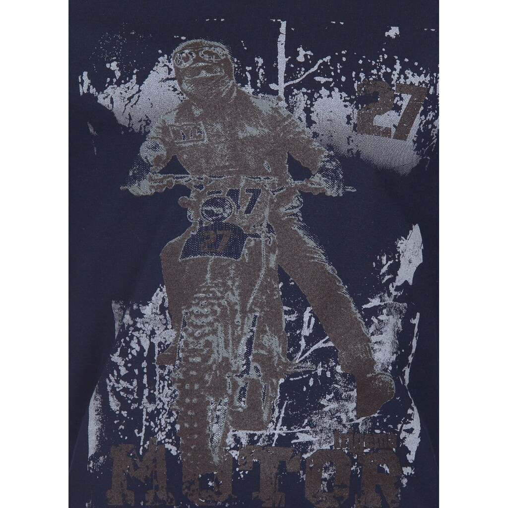 Trigema T-Shirt »TRIGEMA Langarm-Shirt mit Motorrad-Druckmotiv«, (1 tlg.)