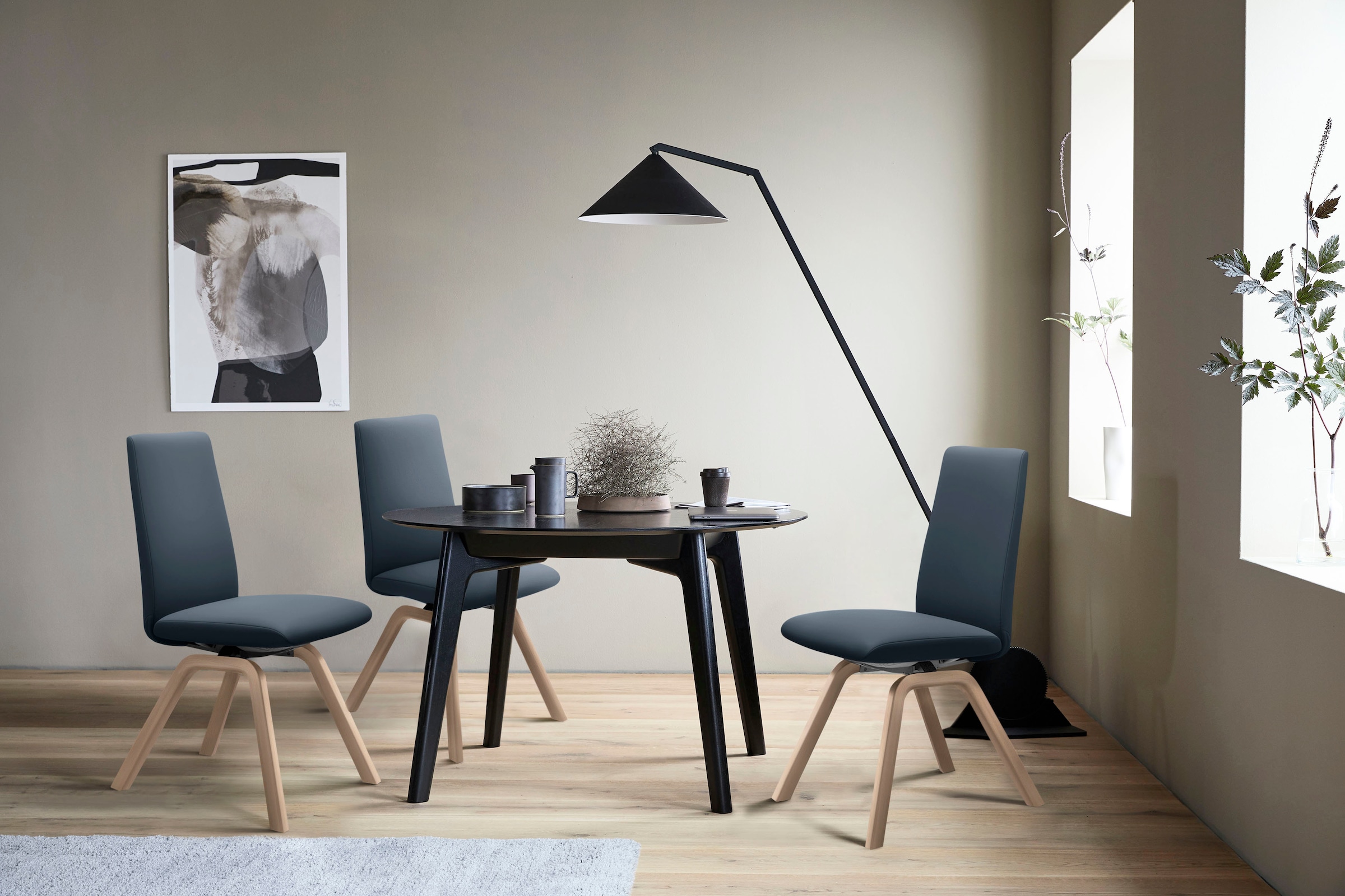 Stressless Polsterstuhl "Laurel" () Low Back, Größe M, mit schräggestellten Beinen in Eiche natur
