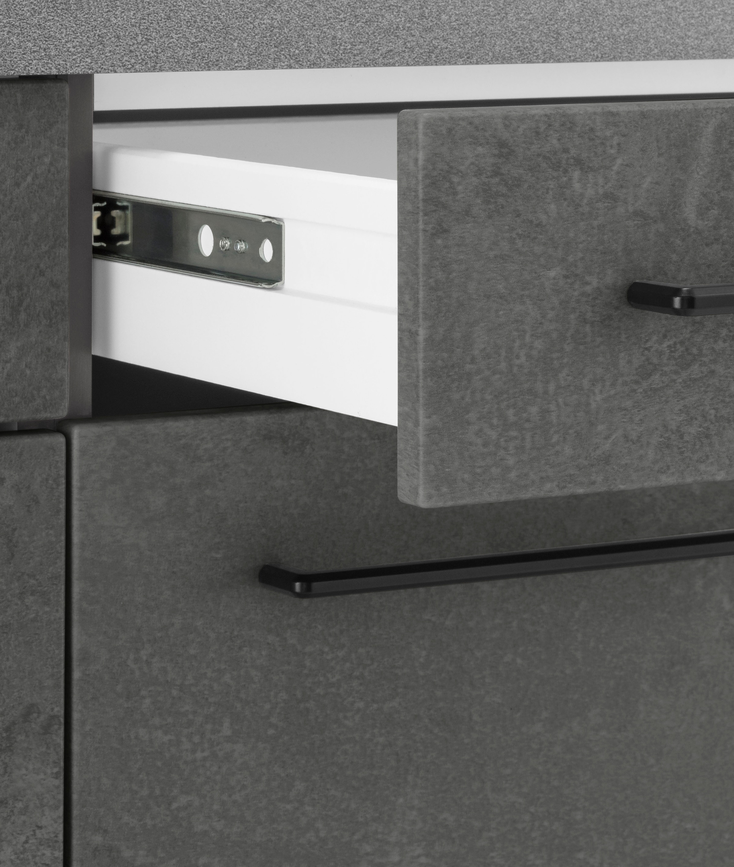 KOCHSTATION Küchenzeile »KS-Tulsa«, mit E-Geräten, Breite 380 cm, schwarze Metallgriffe, MDF Fronten