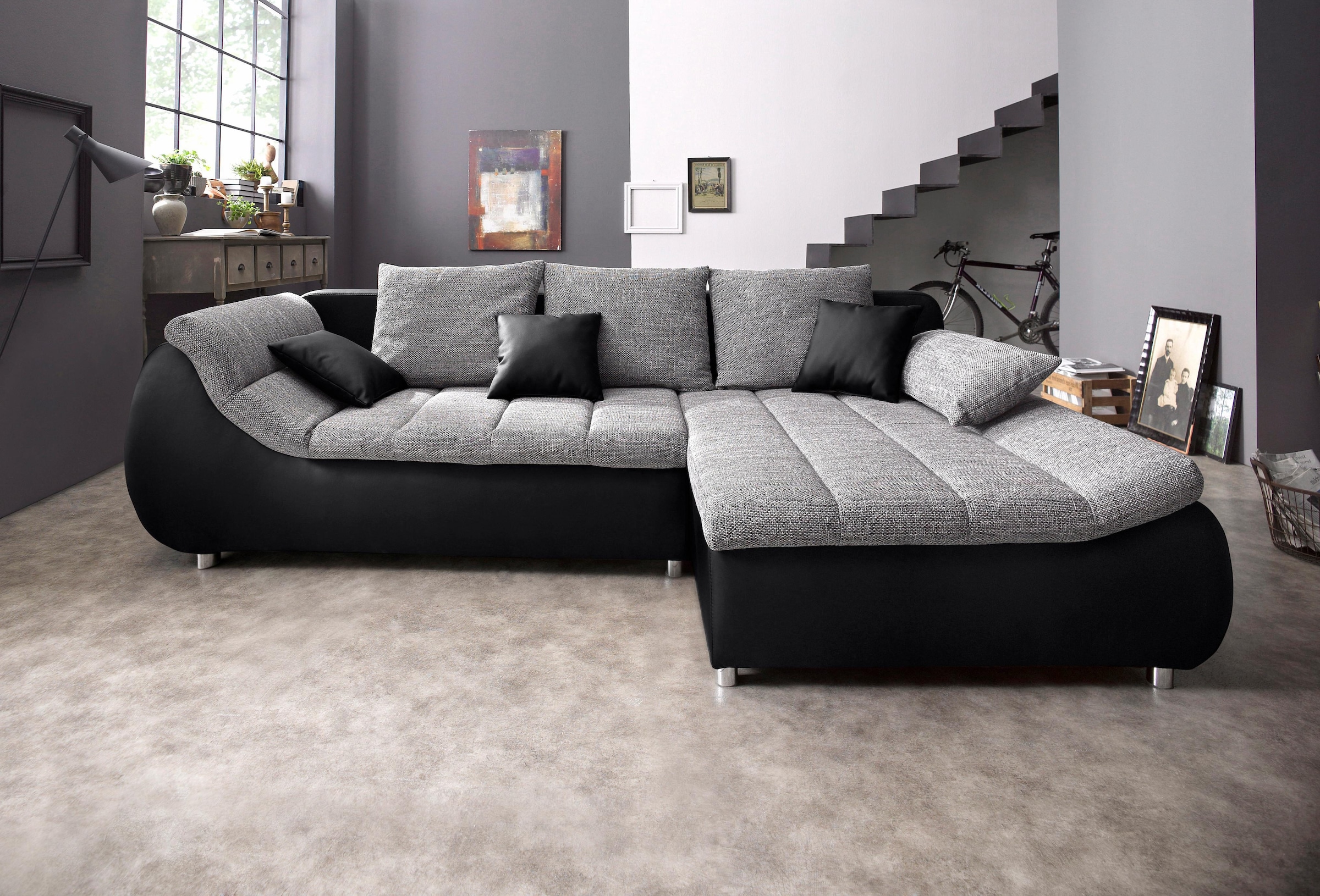 INOSIGN Ecksofa "Imola elegant und bequem, aktuelle Steppung im Sitz, L-For günstig online kaufen
