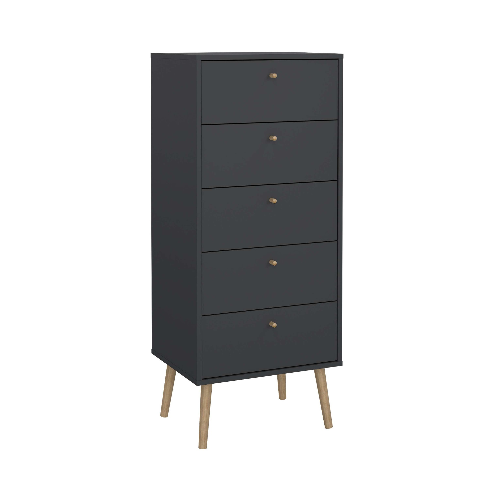 andas Highboard »Bodo, Hochkommode, Aufbewahrung, Stauraum«, mit 5 Schubladen, Beine und Griffe aus Echtholz, Breite 50 cm