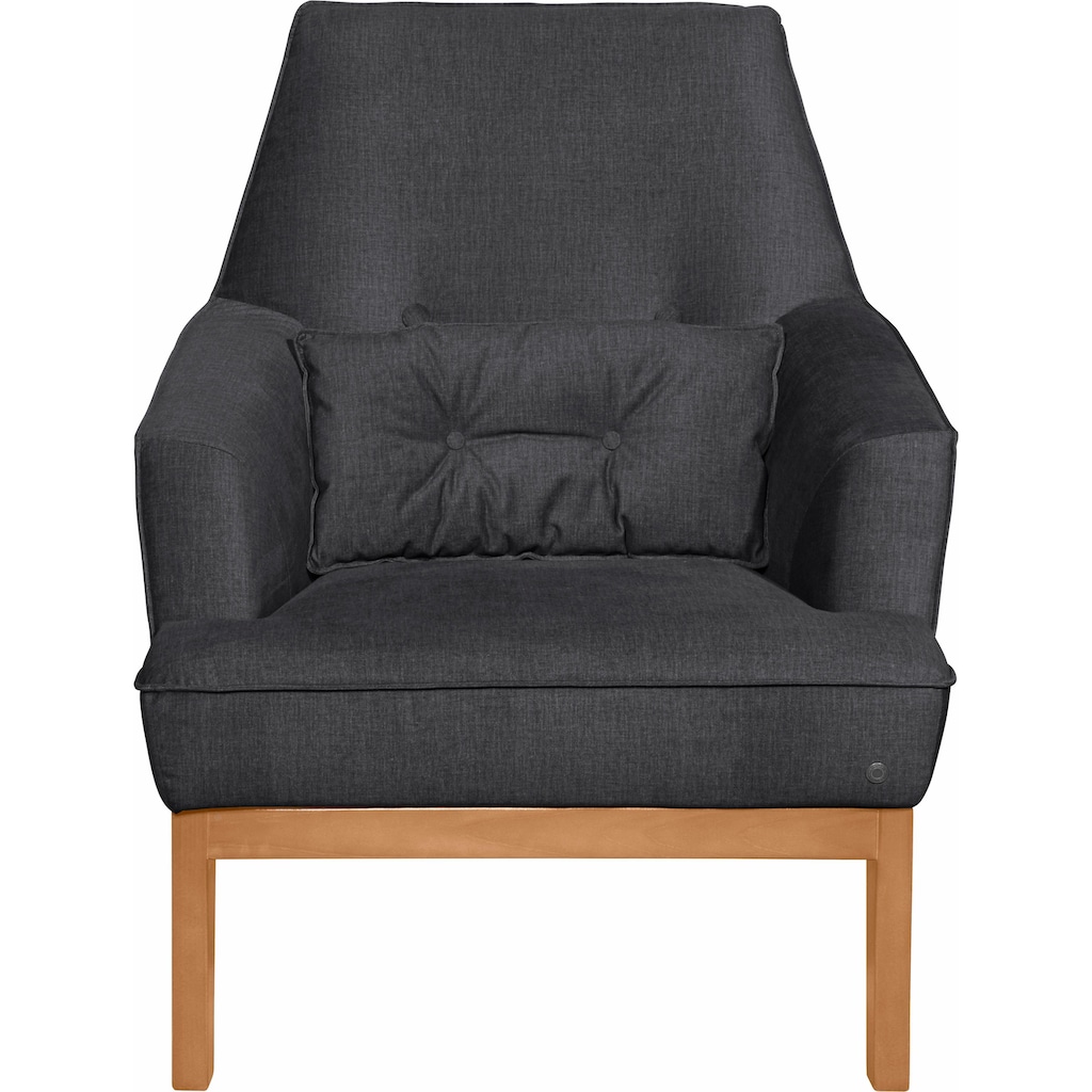 TOM TAILOR HOME Sessel »COZY«, im Retrolook, mit Kedernaht und Knöpfung, Füße Buche natur