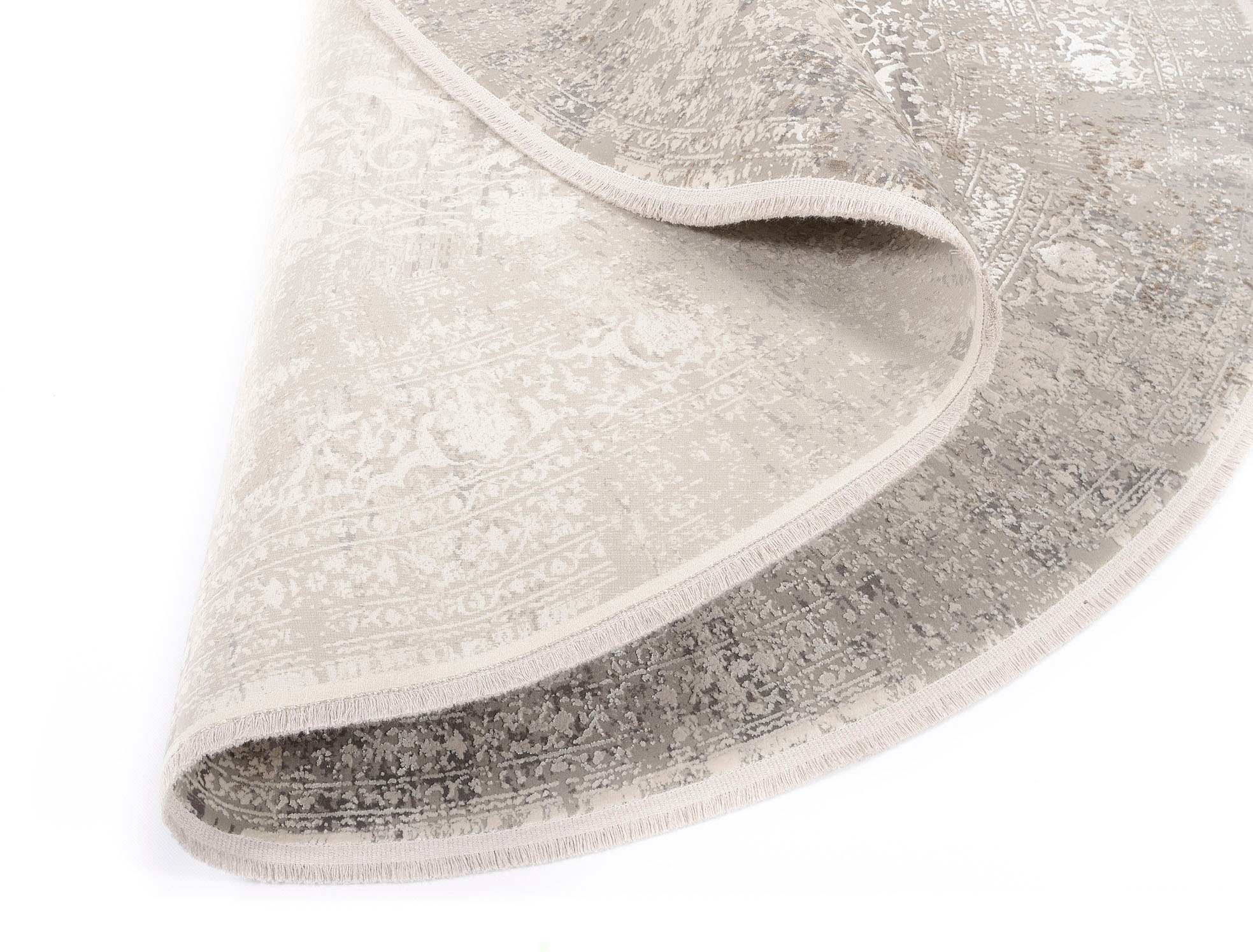 OCI DIE TEPPICHMARKE Teppich »BESTSELLER CAVA«, rund, 8 mm Höhe, Glanz Viskose, Hoch Tief Struktur, mit Fransen, Wohnzimmer