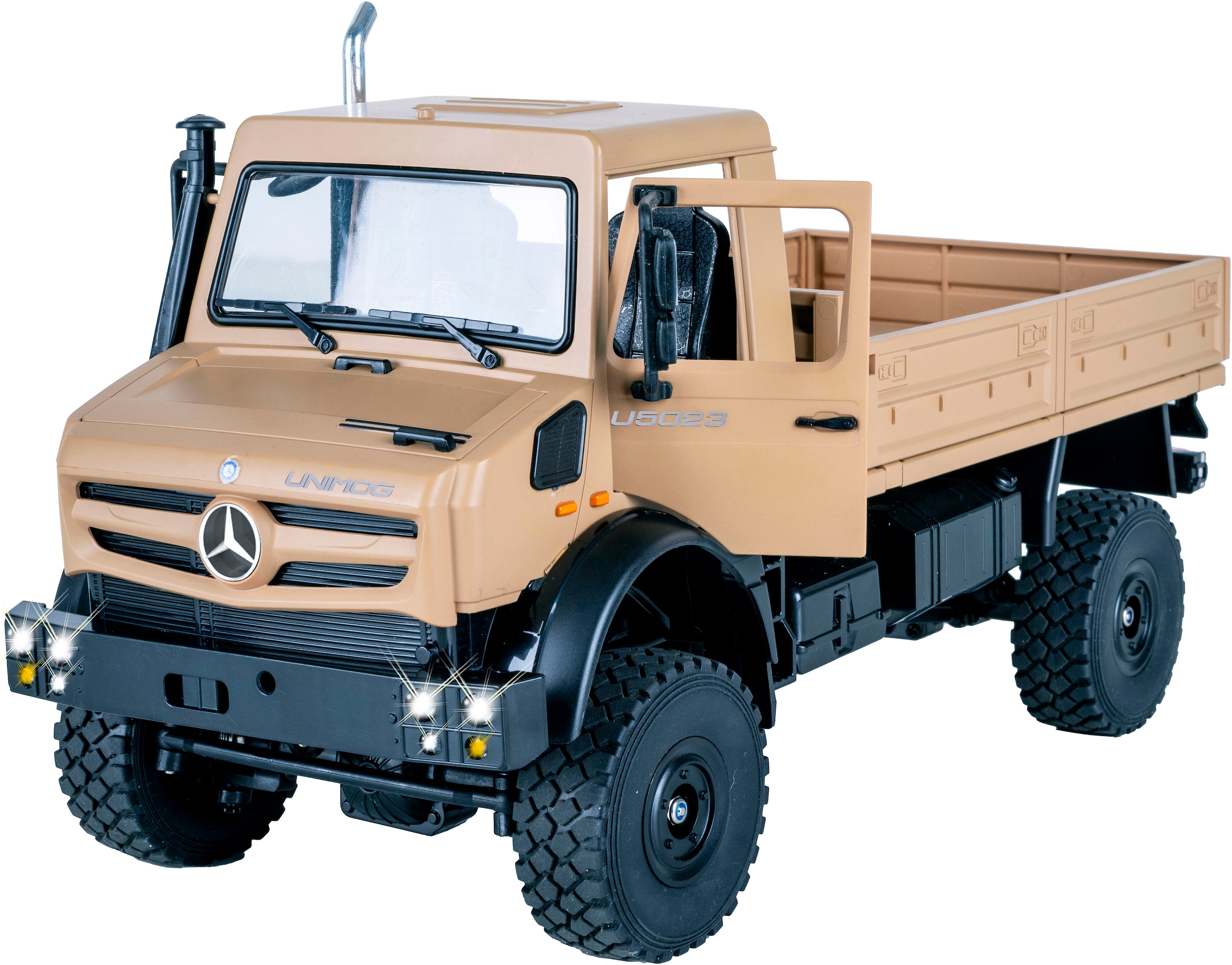 Jamara RC-LKW »Mercedes-Benz Unimog U5023 beige 2,4GHz« LED-Licht; Maßstab 1:14