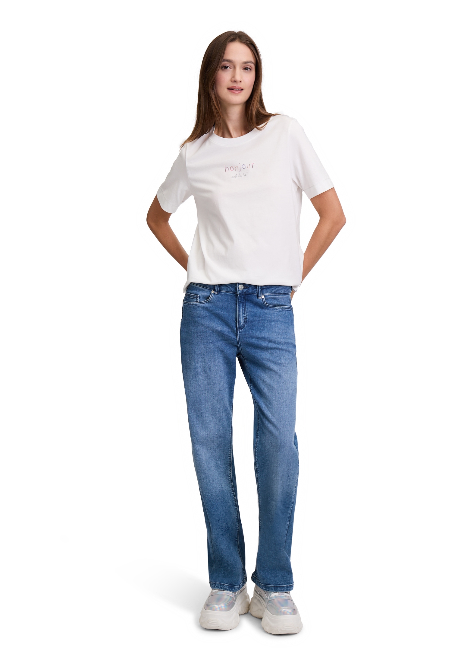 Cartoon Kurzarmshirt »Cartoon Damen Printshirt mit Rundhalsausschnitt«, (1 tlg.), Hotfix