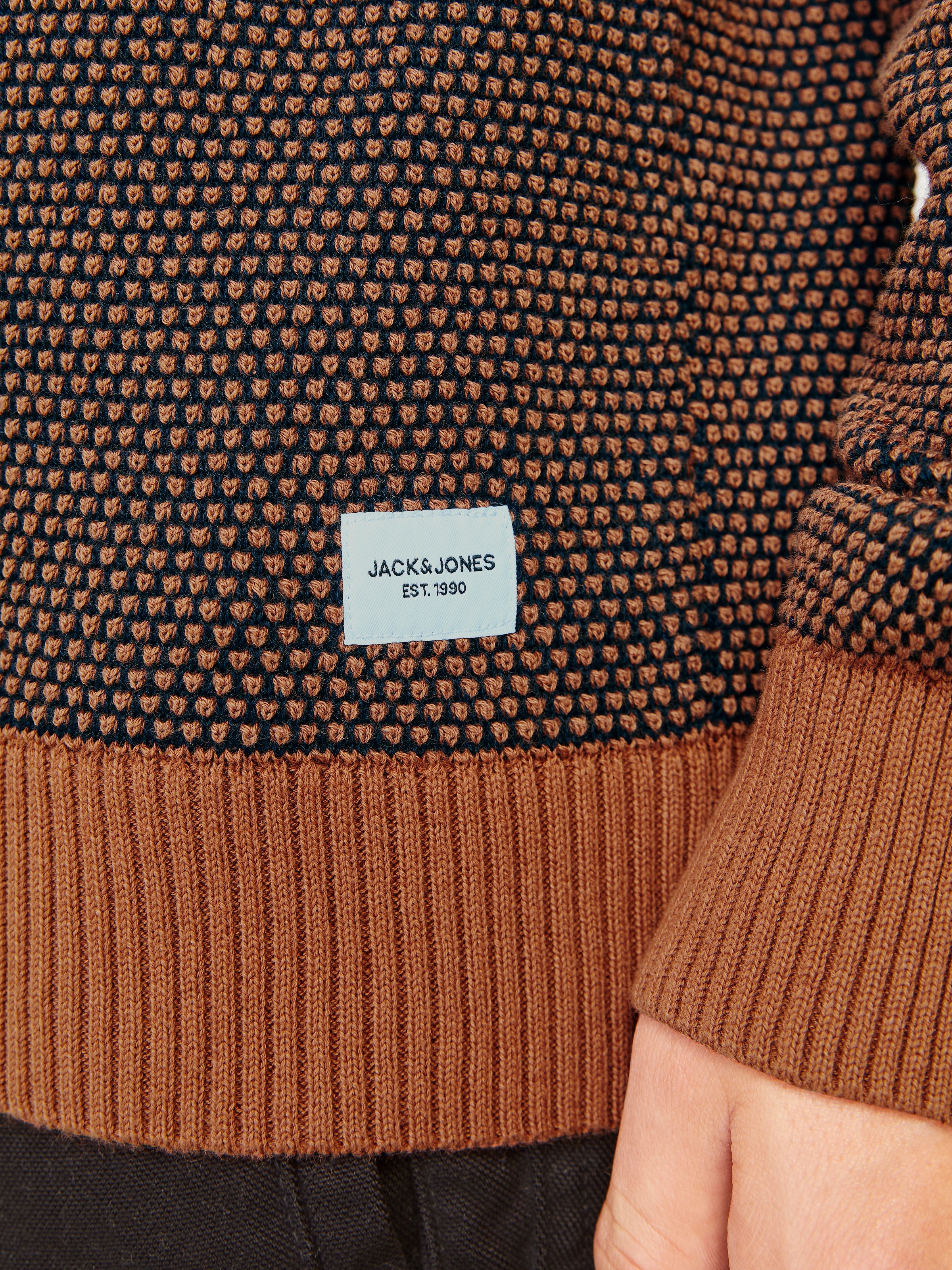 Jack & Jones Rundhalspullover »JJEGLOBE KNIT CREW NECK NOOS«, in Strick Optik