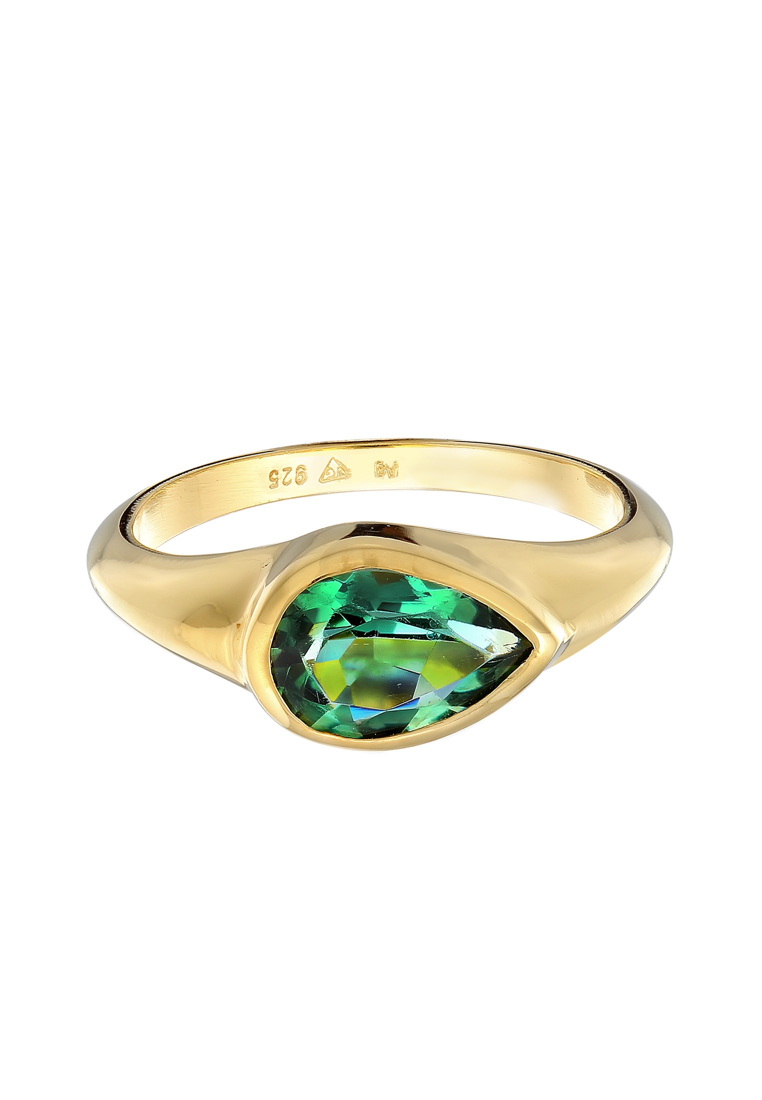 Elli Premium Fingerring »Quarz Grün Klassik 925 Silber vergoldet«