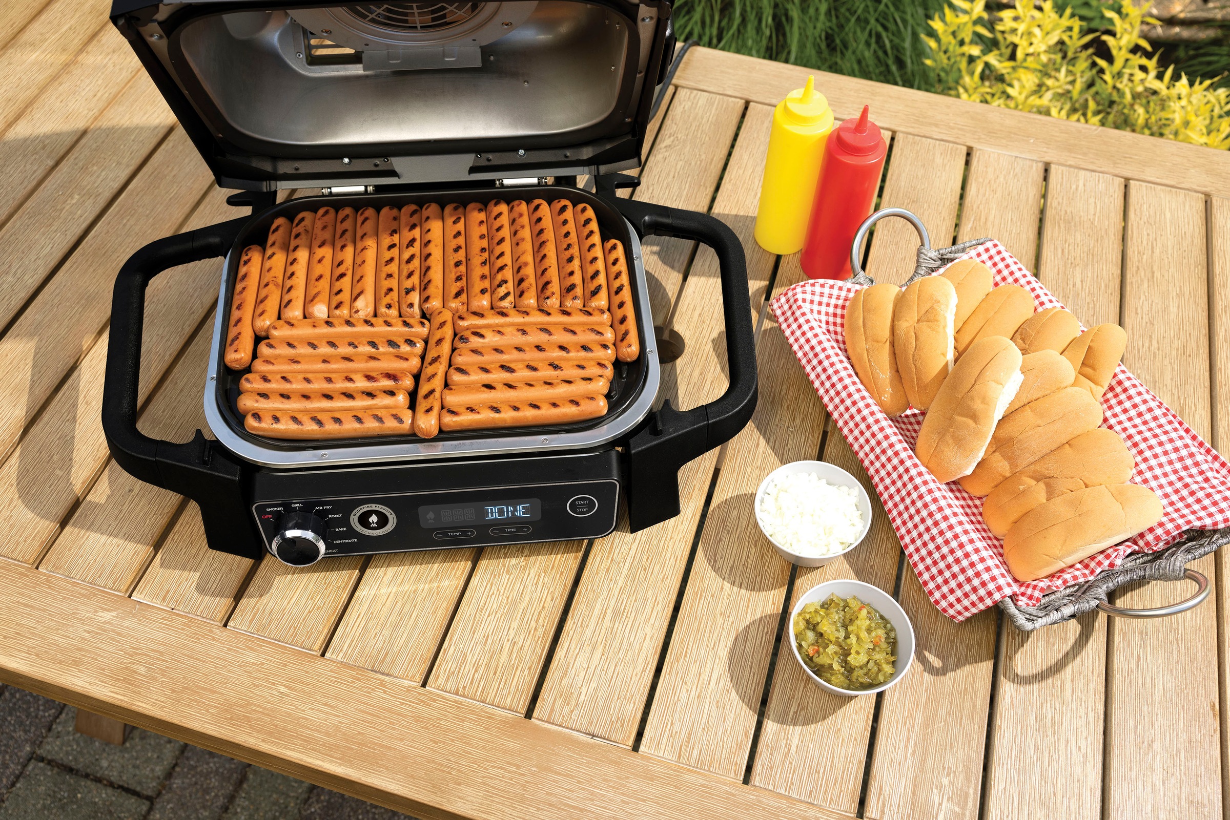 NINJA Tischgrill »Ninja Woodfire OG701«, 2400 W, Elektrischer Outdoor Grill