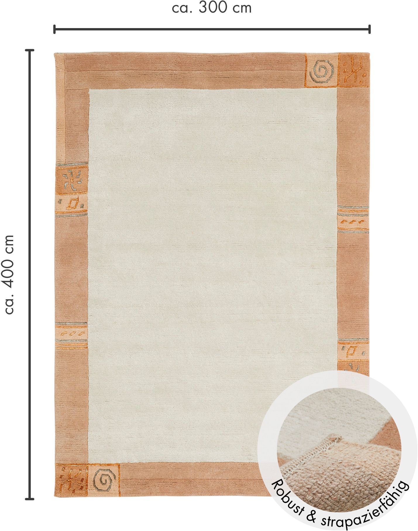 LUXOR living Wollteppich »India«, rechteckig, 20 mm Höhe, reine Wolle, handgeknüpft, mit Bordüre, auch als Läufer