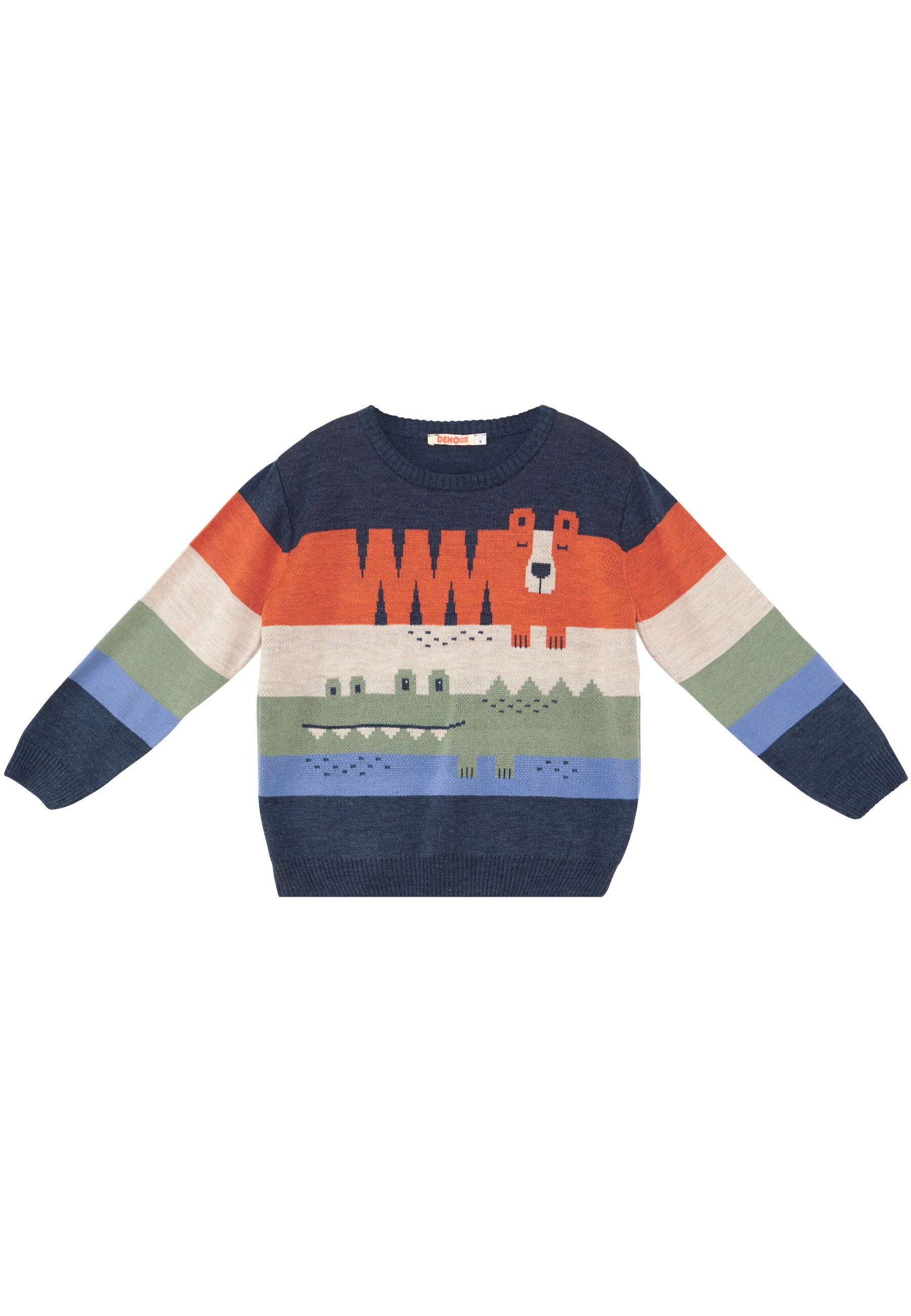 Denokids Rundhalspullover »Animals«, im Farbblock-Look