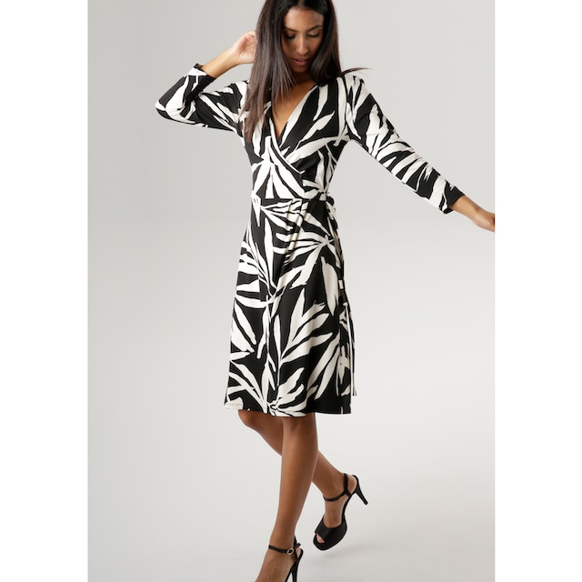 Aniston SELECTED Jerseykleid, mit Blätterdruck und femininer Wickeloptik -  NEUE KOLLEKTION für bestellen | BAUR