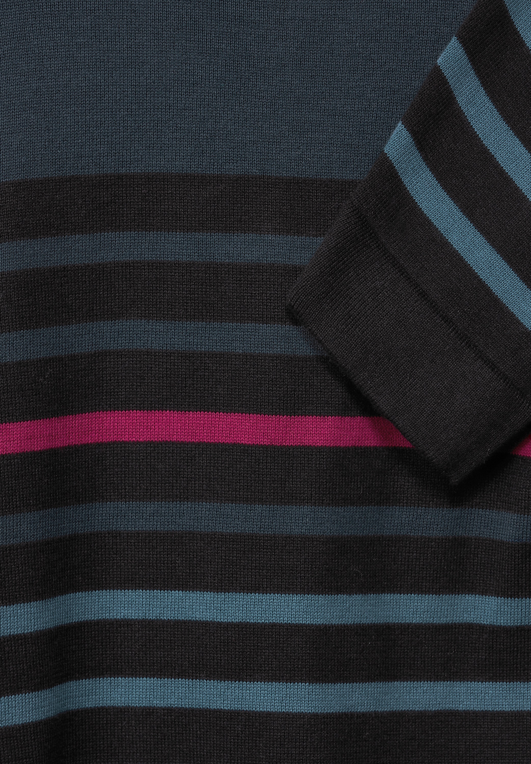STREET ONE MEN Streifenpullover, aus reiner Baumwolle