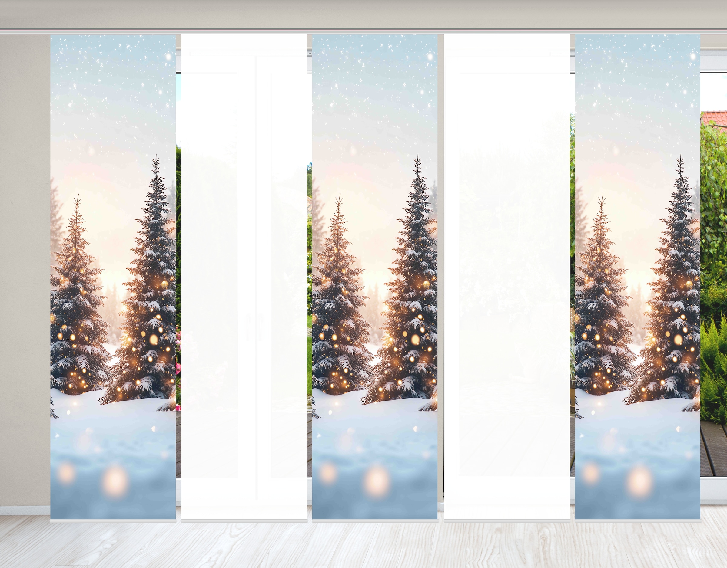 HOME WOHNIDEEN Schiebegardine "SCHNEETANNEN" Paneelwagen 5 Stk. tlg. SET, S günstig online kaufen