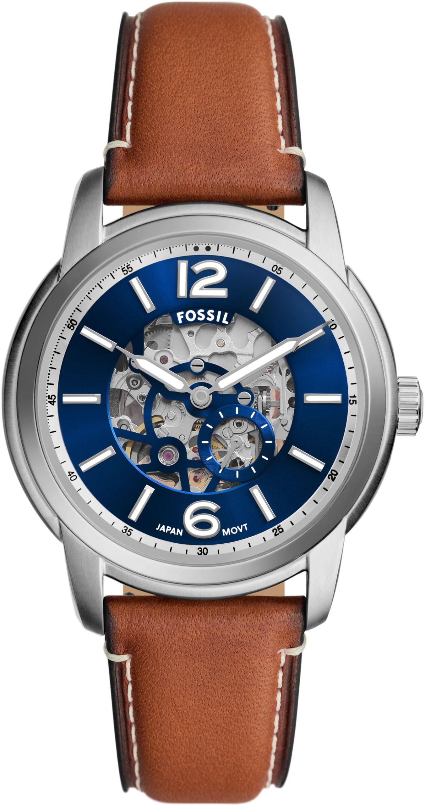 Fossil Automatikuhr »HERITAGE«, Armbanduhr, Herrenuhr, Mechanische Uhr, Lederarmband, analog