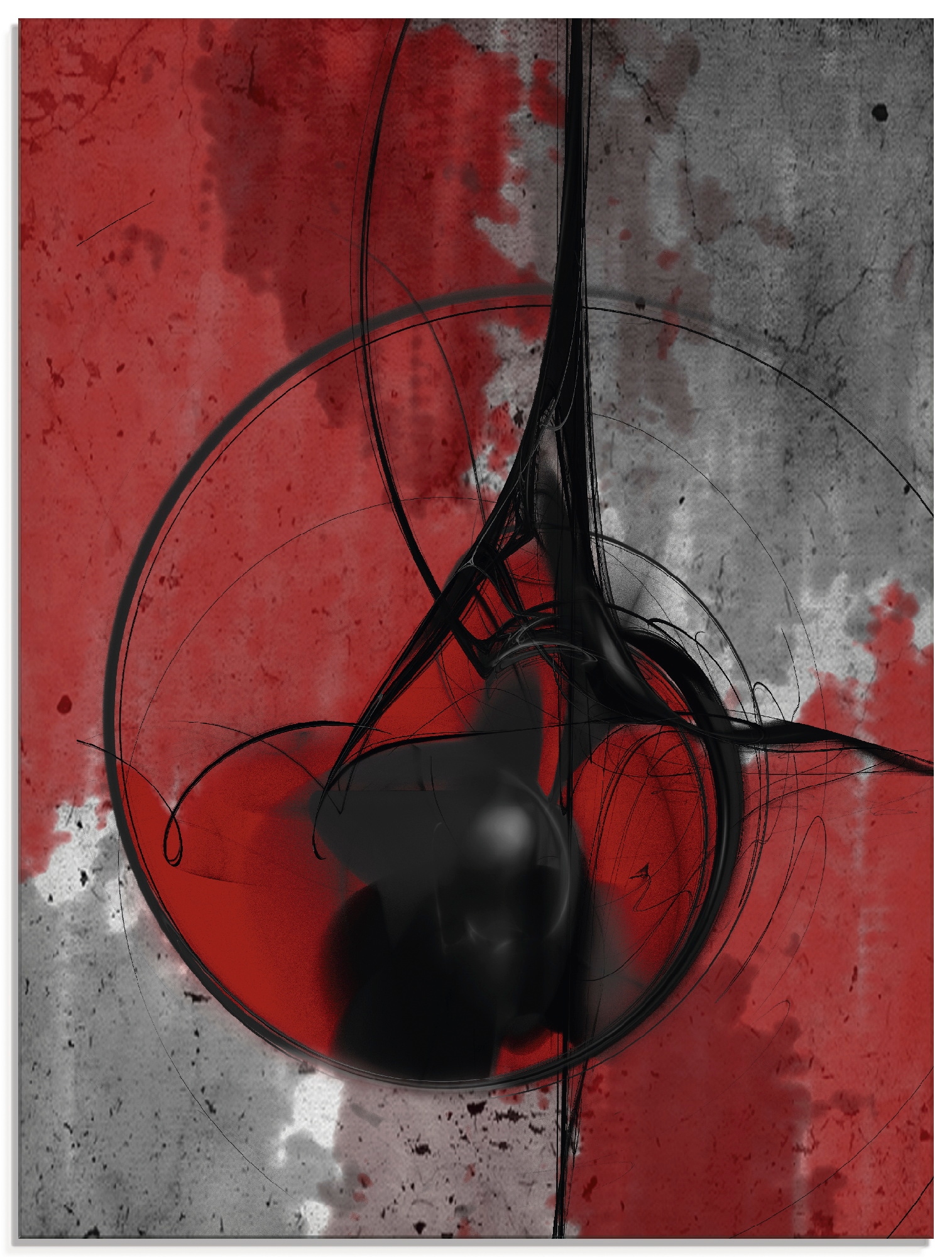 Artland Glasbild "Abstrakt in rot und schwarz" Gegenstandslos 1 Stk. tlg. in verschiedenen Größen