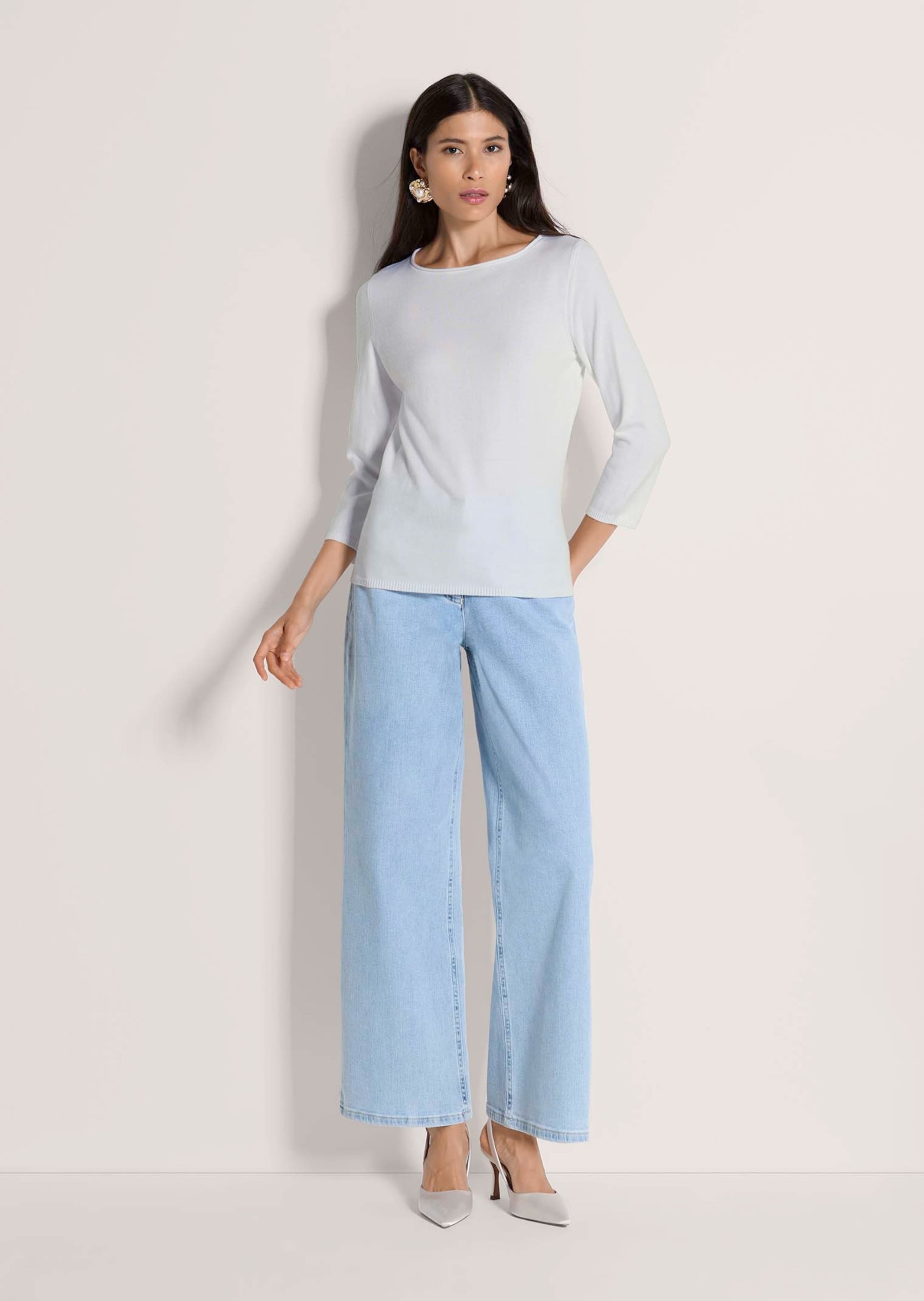 MADELEINE Longpullover »Feinstrickpullover Basic-Pullover mit Rollkante« Eleganter U-Boot-Ausschnitt