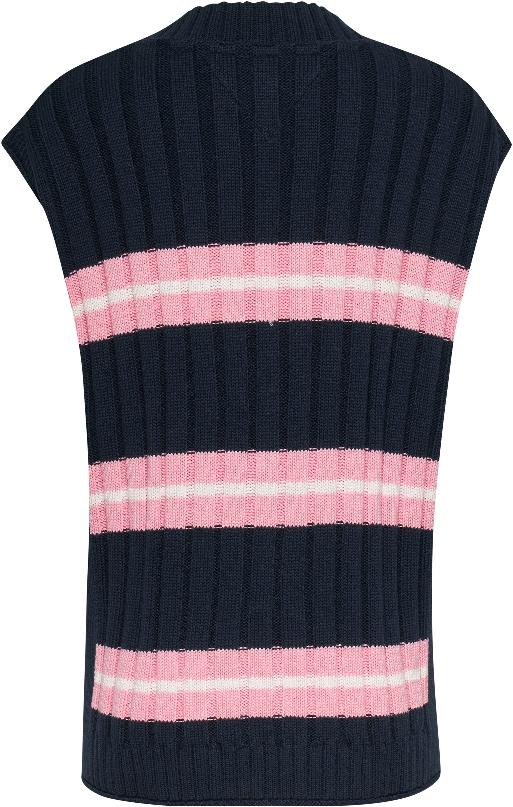 Tommy Jeans V-Ausschnitt-Pullover »TJW STRIPE V-NECK VEST«, mit Logopatch
