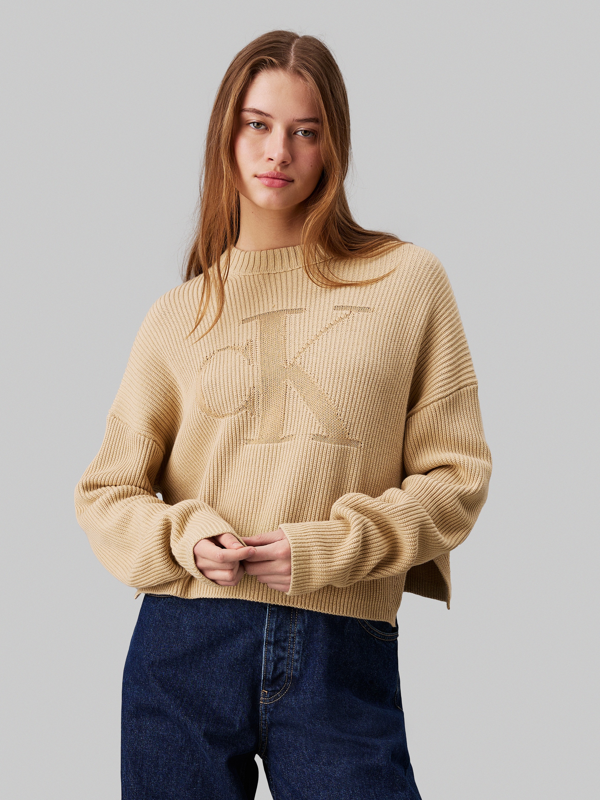 Calvin Klein Jeans Stehkragenpullover LOGO INTARSIA REGULAR SWEATER mit Log günstig online kaufen