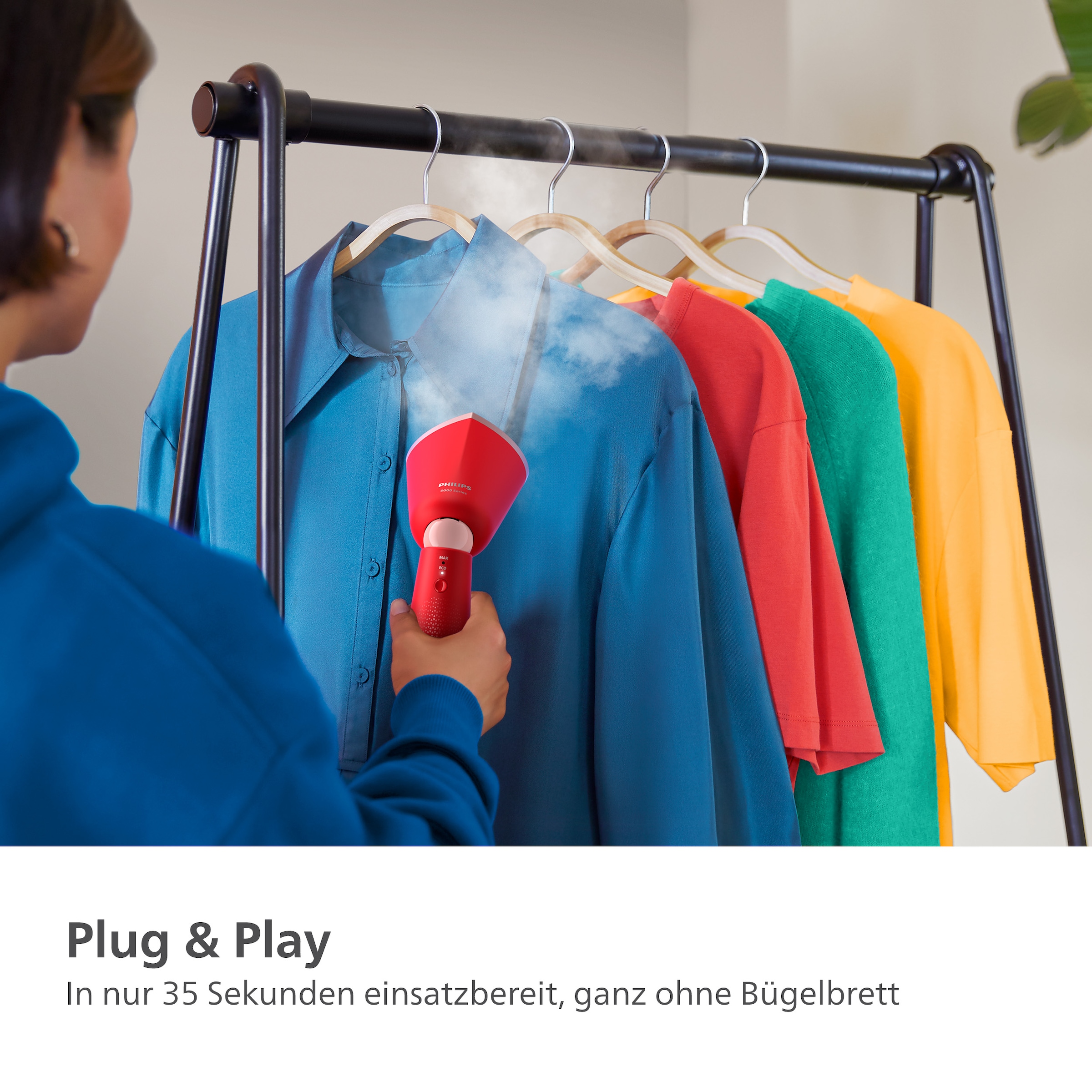 Philips Dampfbürste »STH5020 "Styler", 120 ml abnehmbarer Wassertank, Metallplatte«, 1400 W, Steamer im schlanken Design, 2-in-1 Handschuh und Tasche inkl.