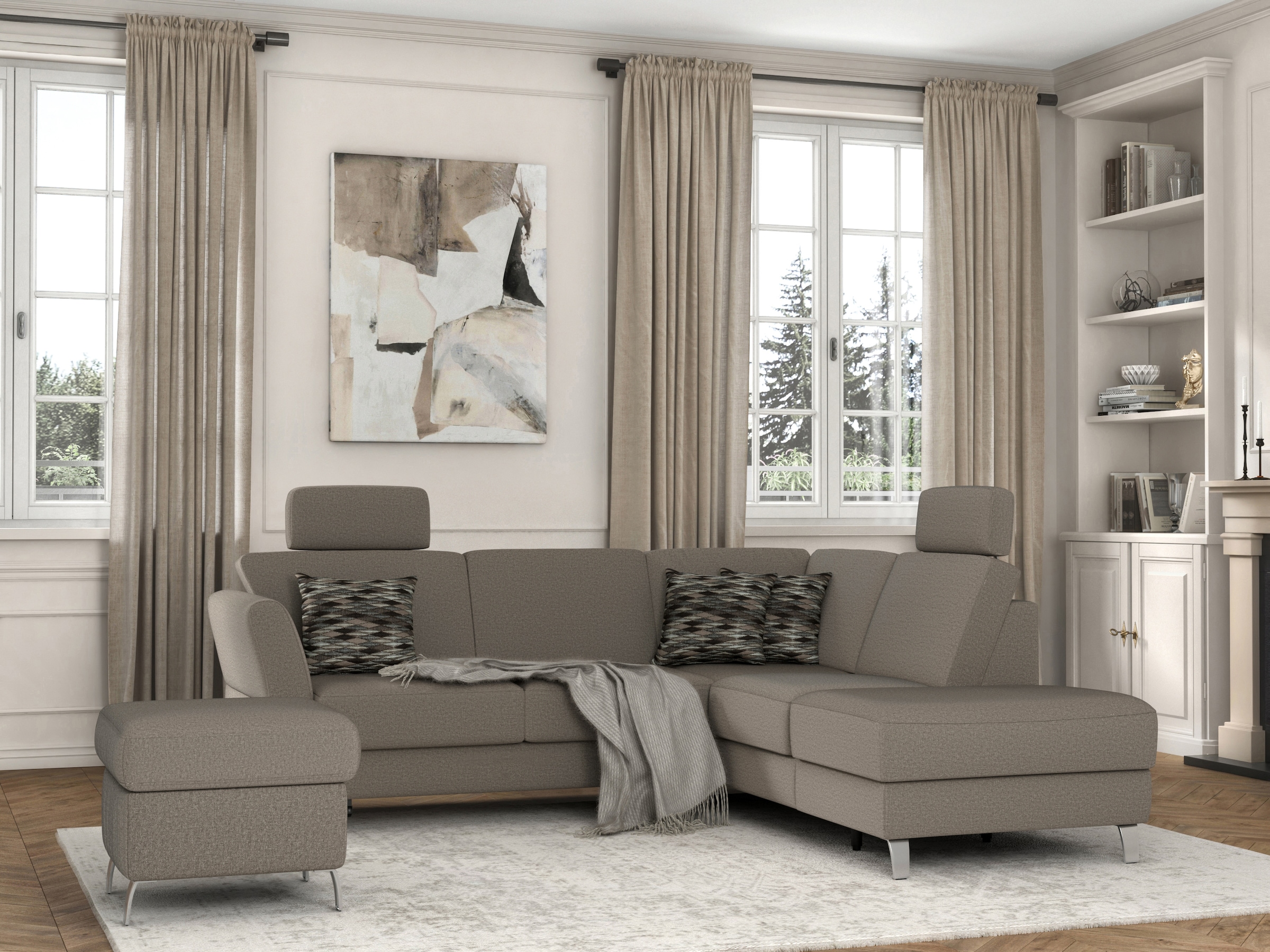 sit&more Ecksofa »Visby L-Form«, Wahlweise mit Bettfunktion und Stauraum, frei im Raum stellbar