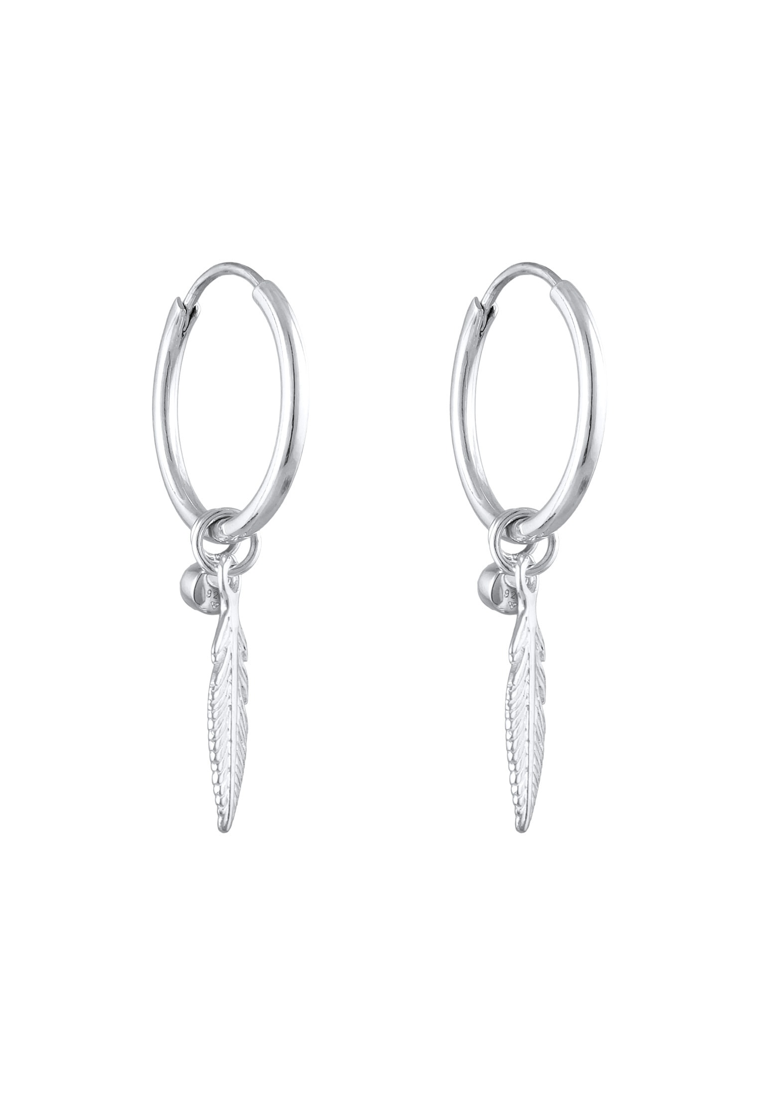 Elli Paar Creolen »Ohrringe Creole Feder Einhänger 925 Silber, mit Kristallen von Swarovski®«