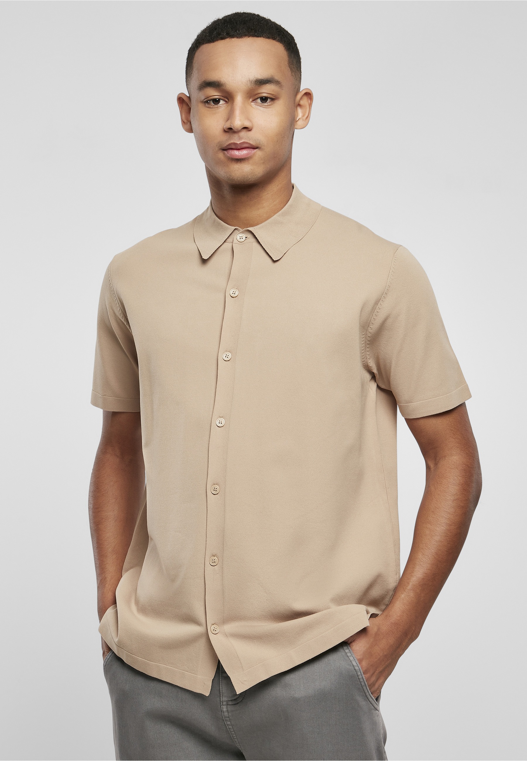 URBAN CLASSICS Langarmhemd »Urban Classics Herren Knitted Shirt« 1