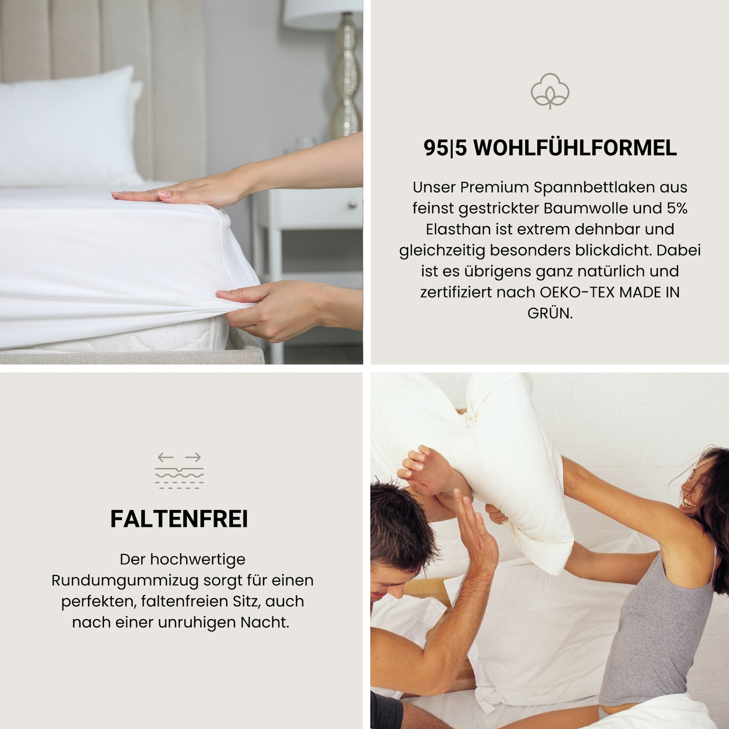 Schiesser Spannbettlaken »Flexi aus 95% Baumwolle und 5% Elastahan in Premium-Qualität«, für hohe Matratzen und Boxspringbetten geeignet, Made in Green