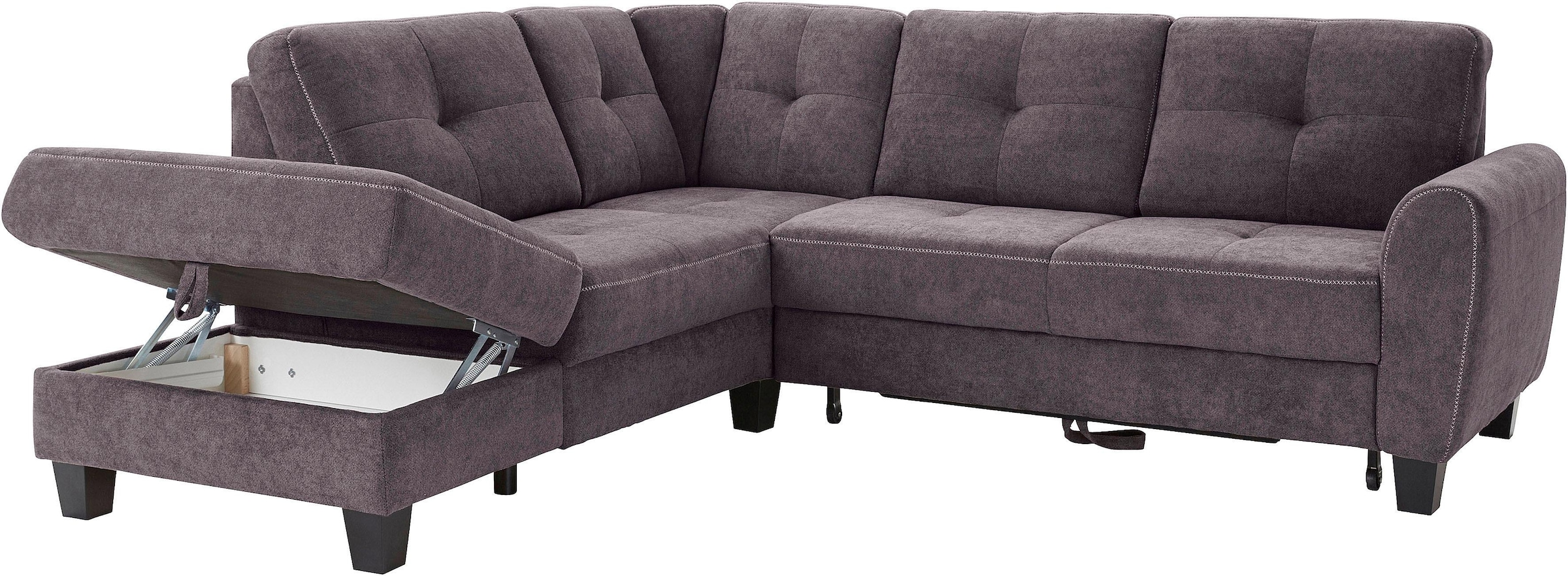 sit&more Ecksofa »Varese L-Form«, mit Federkern, wahlweise mit Bettfunktion und Stauraum