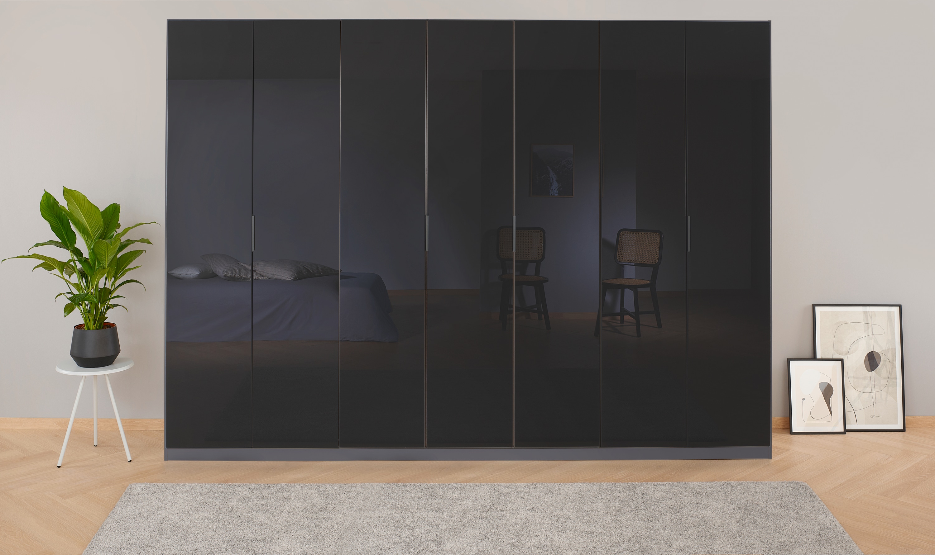 OTTO home "Mehrzweckschrank Aktenschrank Möbel Mietswohnung Schlafzimmer KOLUNA" Breiten 181/226/271/315 cm Höhen 210/229 cm, hochwertige Glas-Front, inkl. 2 Innenschubladen sowie extra Einlegeböden MADE IN GERMANY