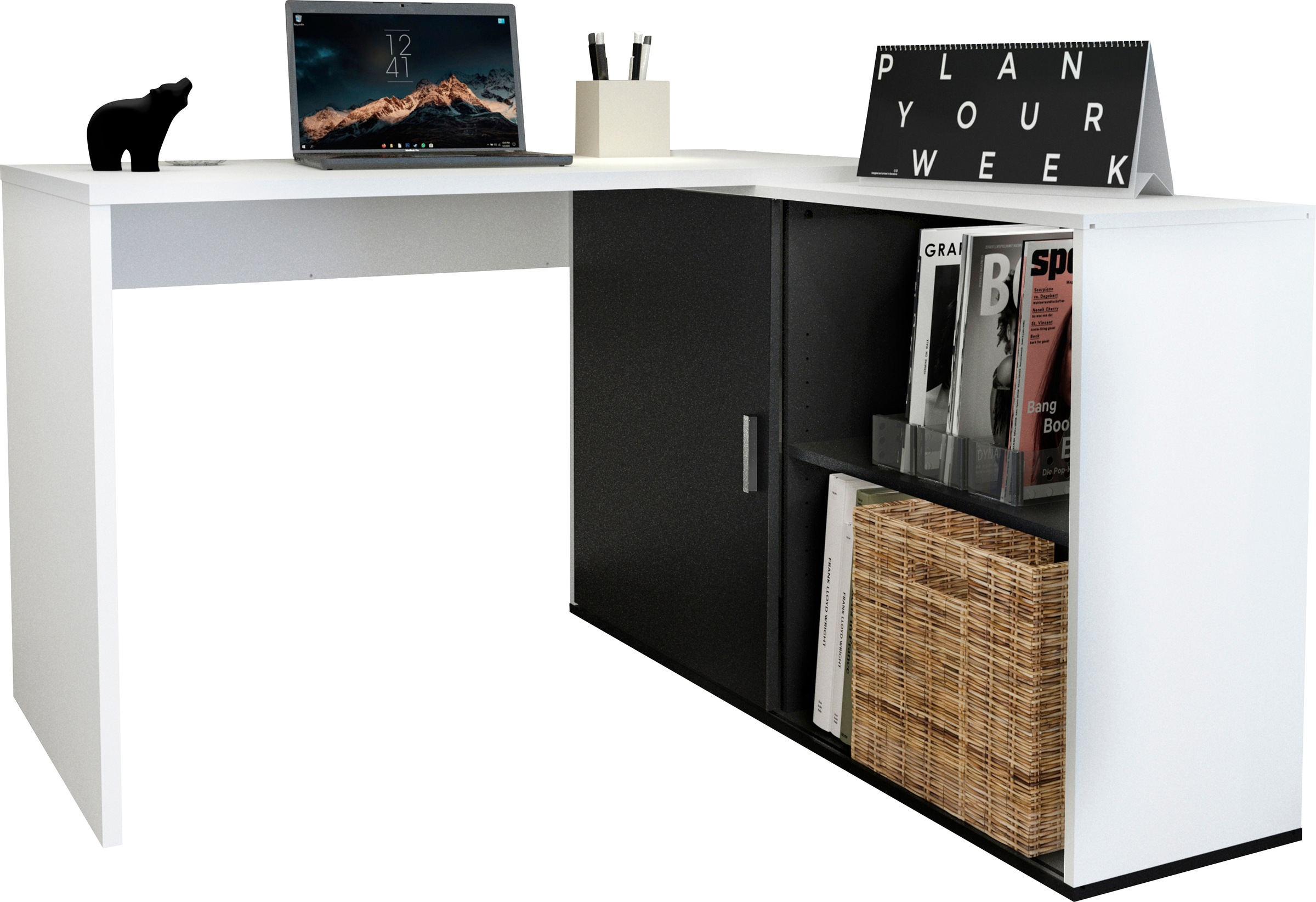 FMD Valley Corner Desk Black-White 2