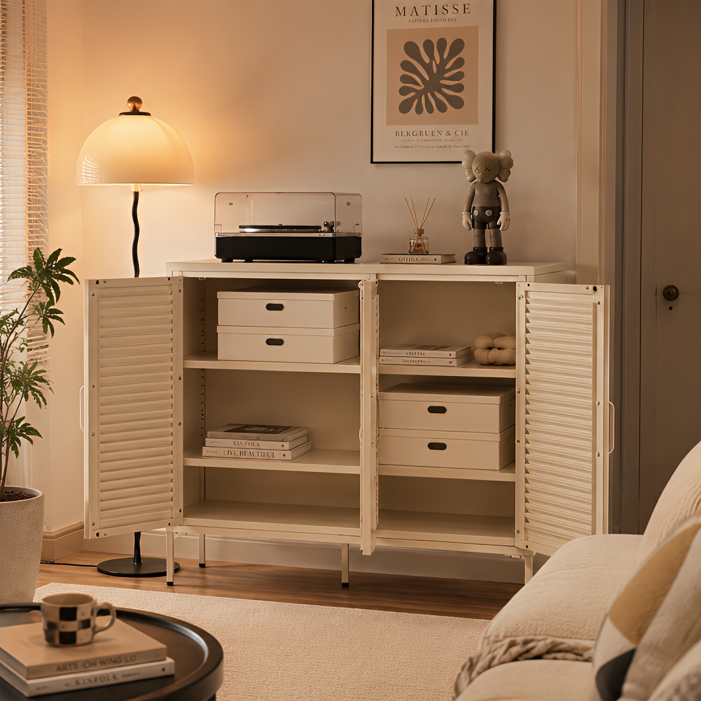 OTTO home Wäscheschrank »GERRON Sideboard Wäscheschrank Metallschrank« Schrank Anrichte Kommode Breite 120cm mit 3 Türen