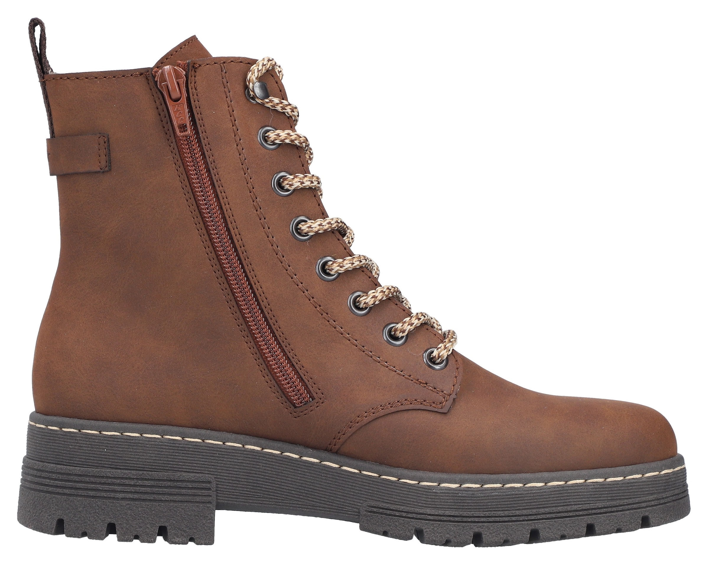 Rieker Schnürstiefelette, Schnürboots, Plateauboots, Profilsohle, mit Innenreißverschluss