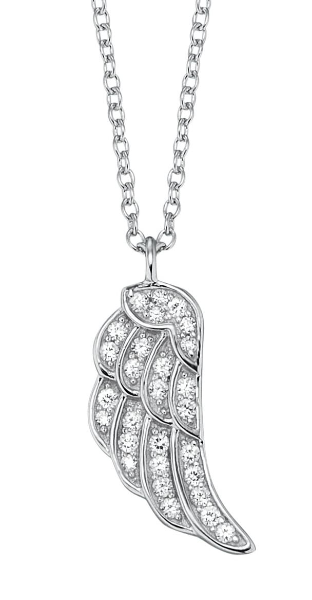 ENGELSRUFER Damen Kette mit Anhänger "Little magic KETTE FLÜGEL", Silber 925 (Sterlingsilber), L: 44, weiß, Silber 925 (Sterlingsilber), Halsketten,