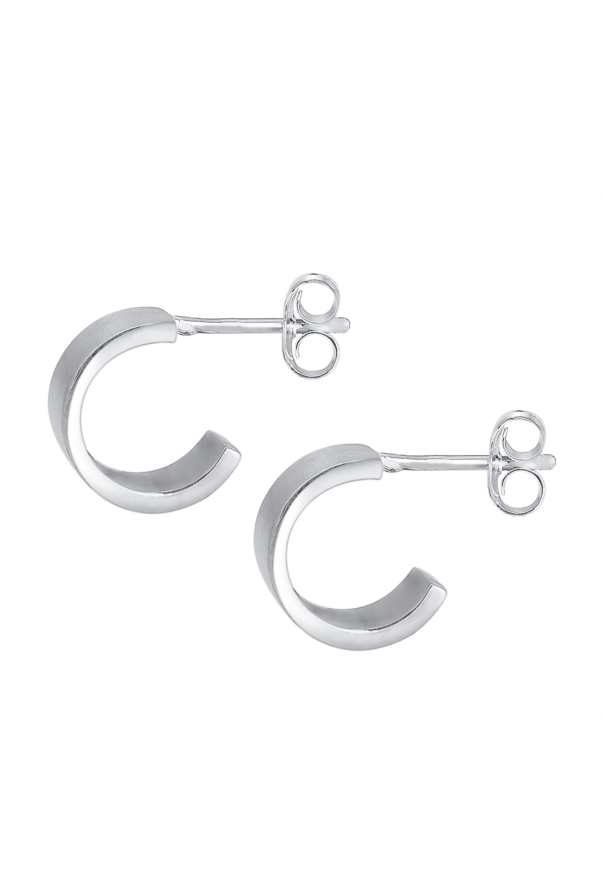 Elli Paar Creolen »Ohrstecker Halbcreolen Matt Modern 925 Sterling Silver«
