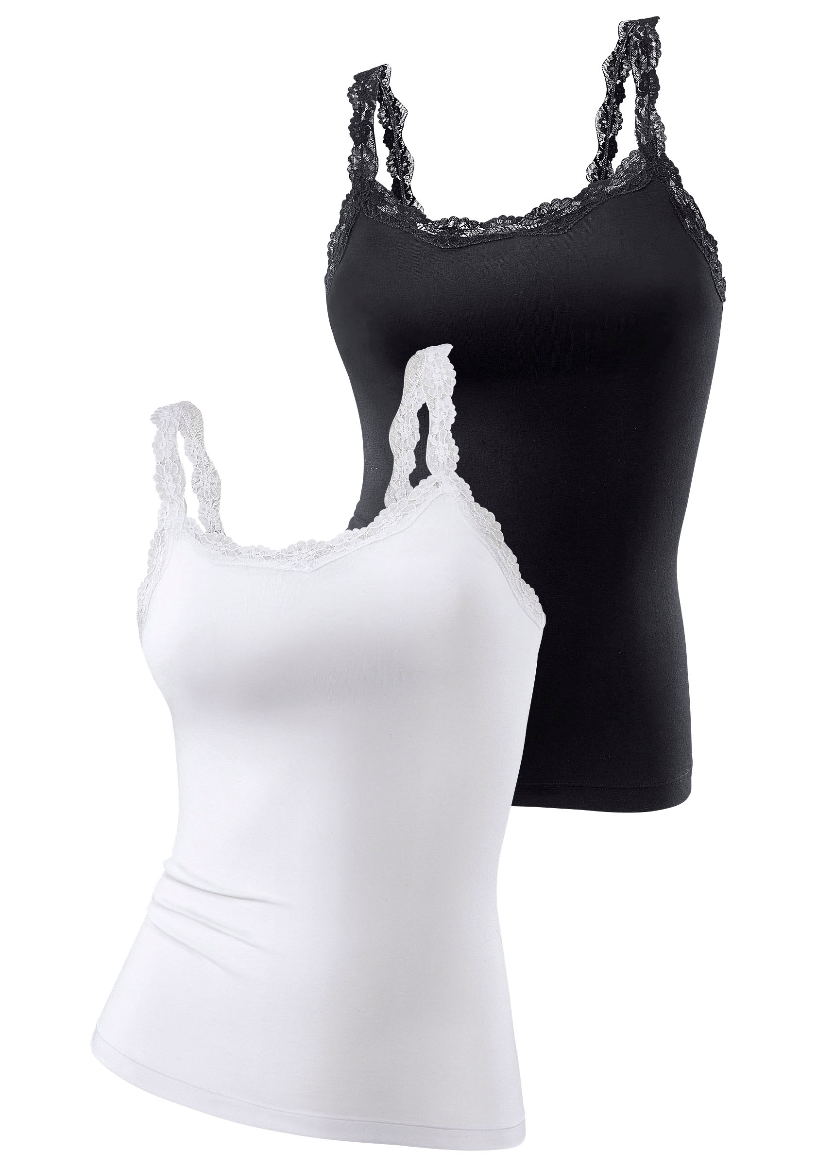 LASCANA Unterhemd, (2er-Pack), mit innenliegendem Bustier, Spaghettiträger-Top, Unterziehshirt