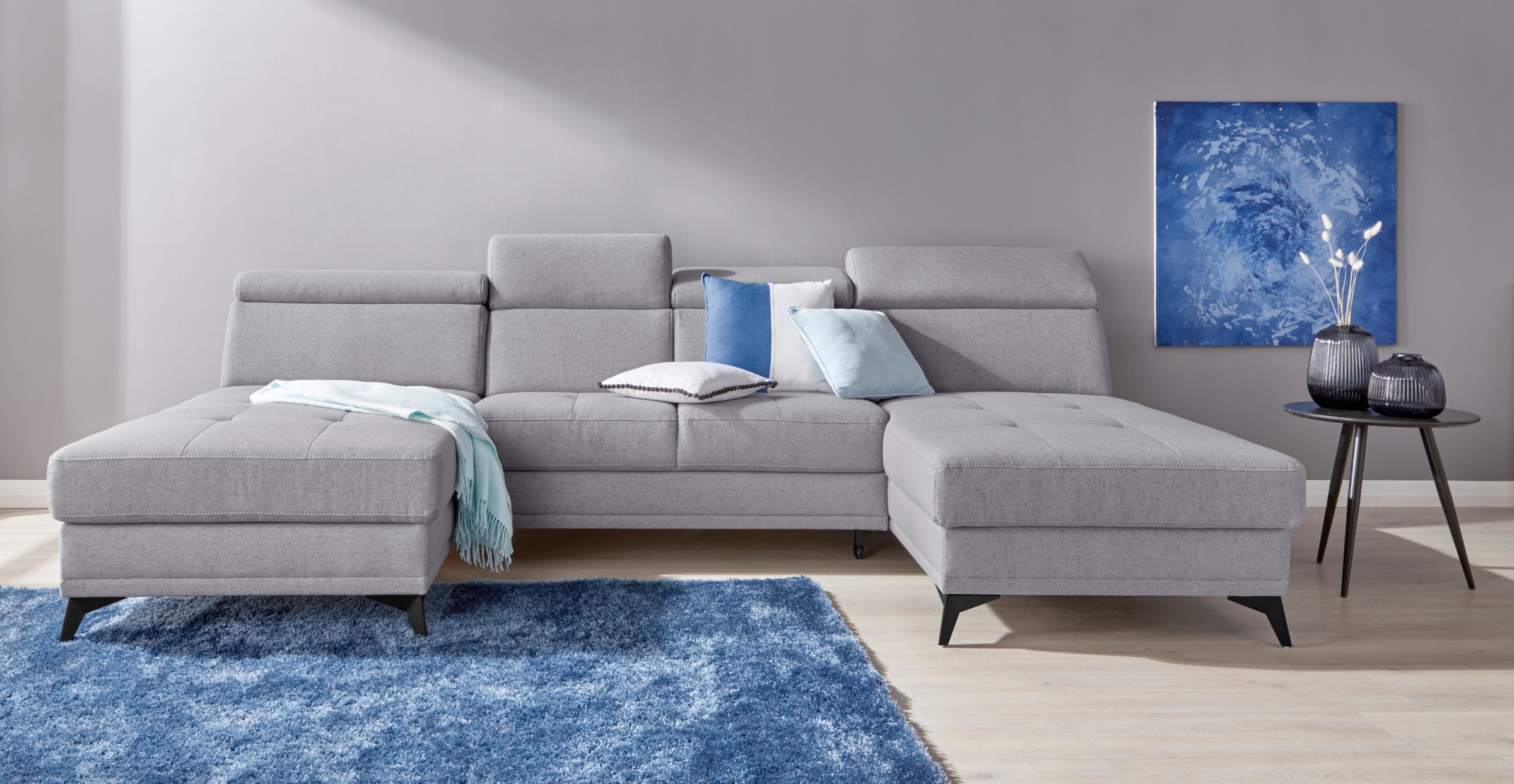 Home affaire Wohnlandschaft "Cardiz U-Form" inkl.Kopfteilverstellung und Fe günstig online kaufen