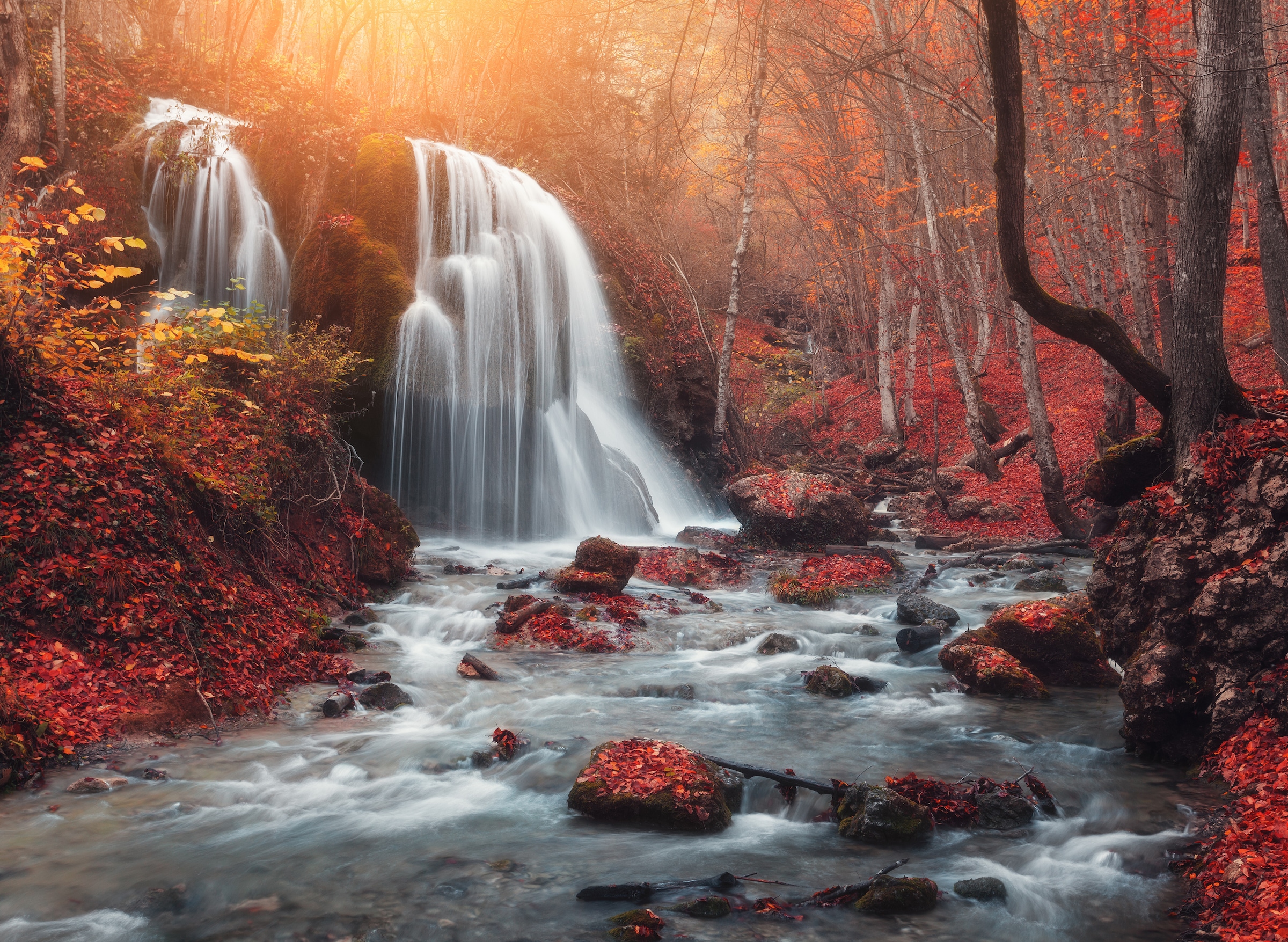 Papermoon Fototapetas »Mountain Sunset Waterfall...