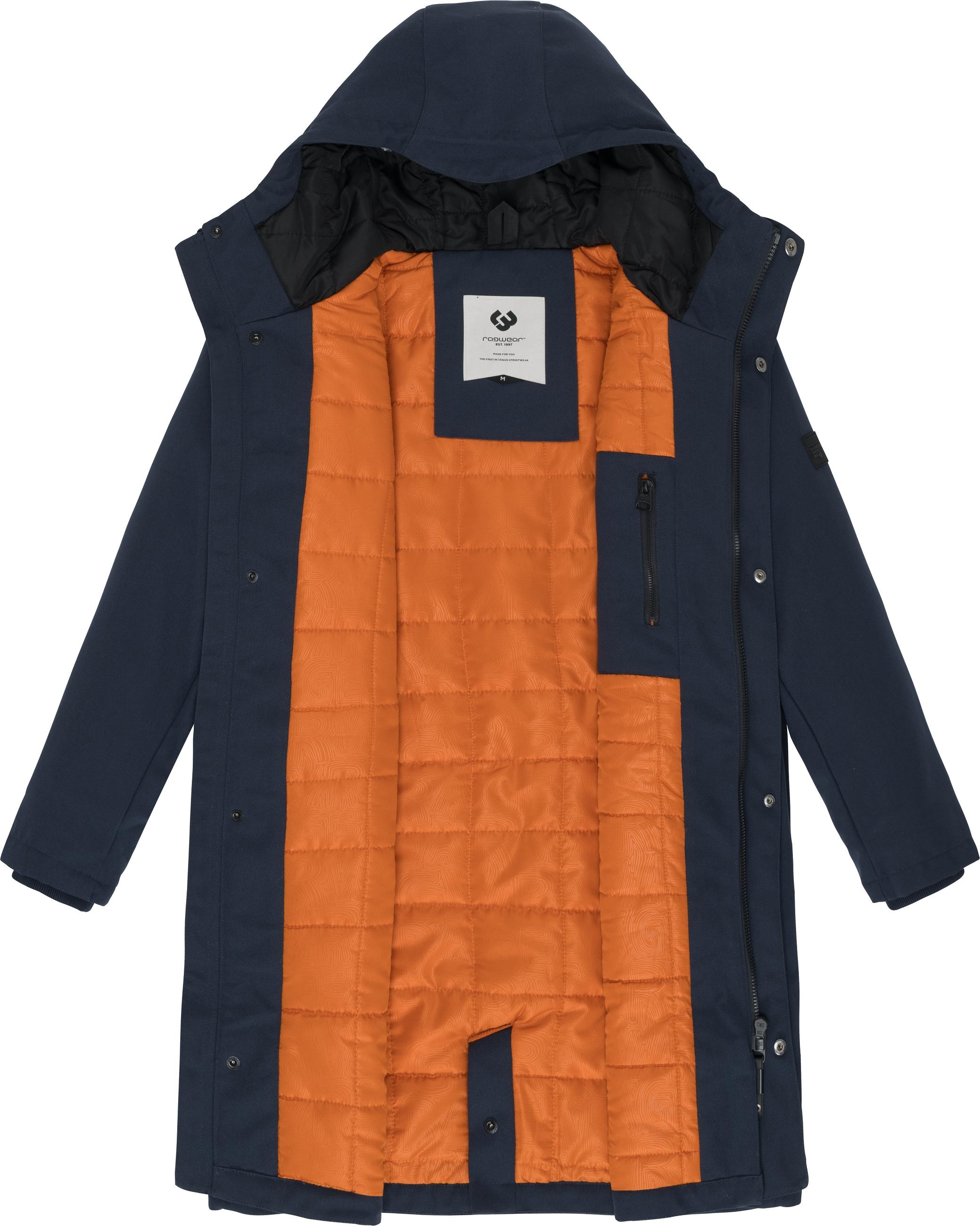 Ragwear Wintermantel »Mr Them Long«, lange wasserdichte Herren Winterjacke mit Kapuze