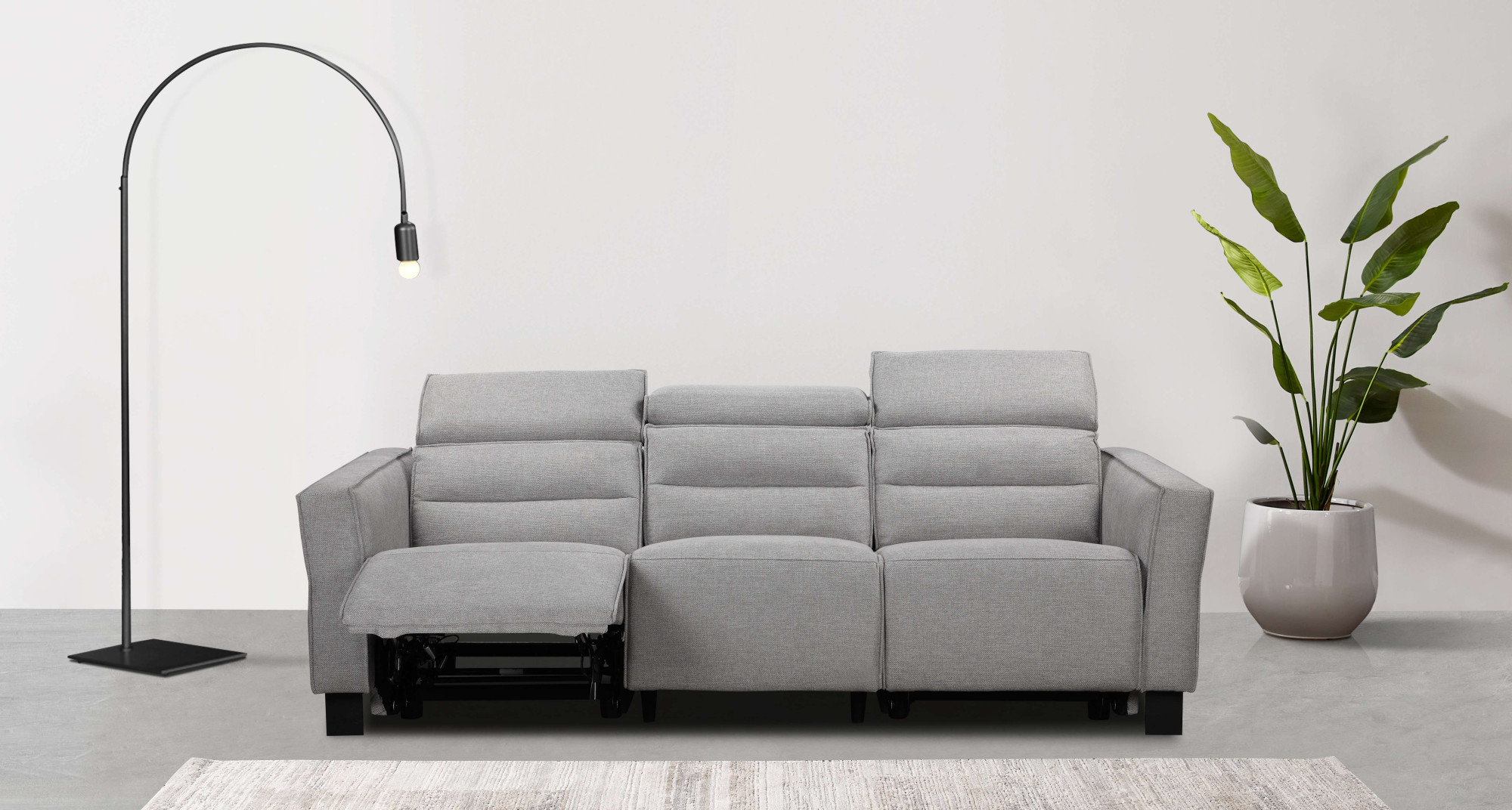 OTTO home 3-Sitzer "Carpari Webstoff, 224 cm, man./elektr. Relaxfunktion" (USB A/C), sowie Kopfteilverstellung