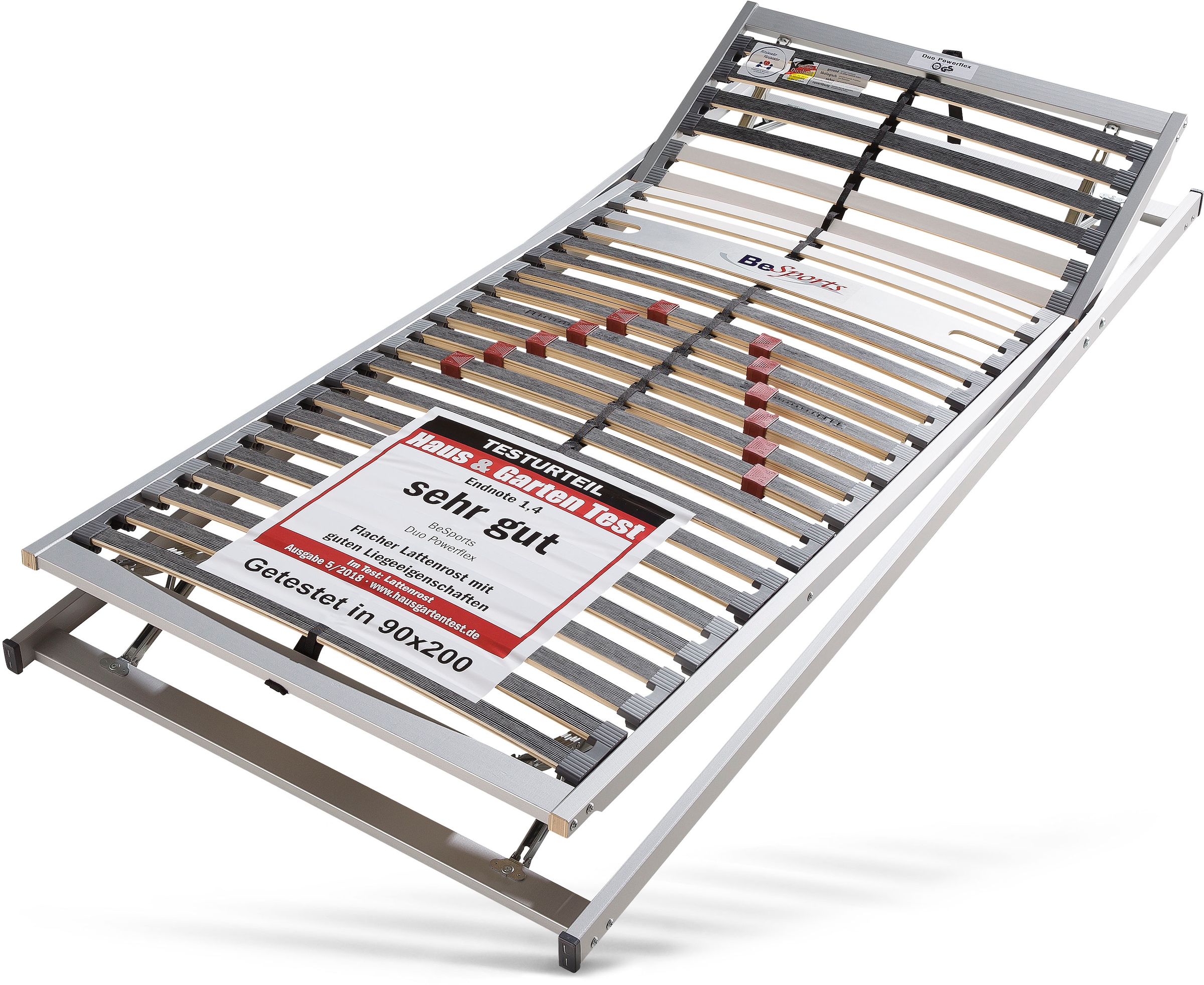 BeSports Lattenrost "Lattenrost Duo Powerflex, Lattenrost in 90x200 cm und weiteren Größen" Lattenrost mit geringer Bauhöhe, 90x200 cm und weitere Größen